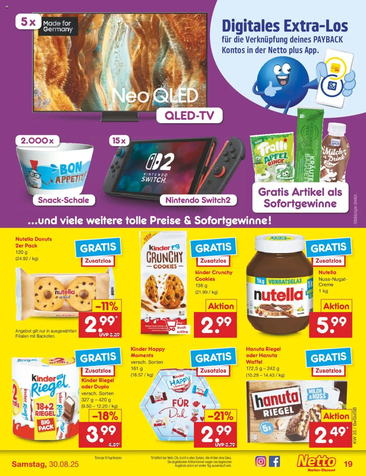 Netto Marken-Discount Prospekt 	 - gültig ab dem 25.08.2025 | Seite: 27 | Produkte: Kinder riegel, Creme, Nutella, Donuts