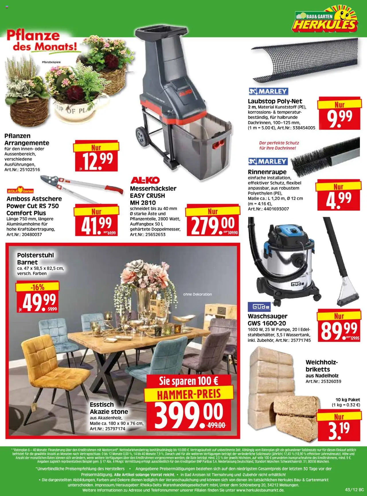 HERKULES Bau & Garten – gültig ab 20.10.2025 | Seite: 12 | Produkte: Esstisch, Bad