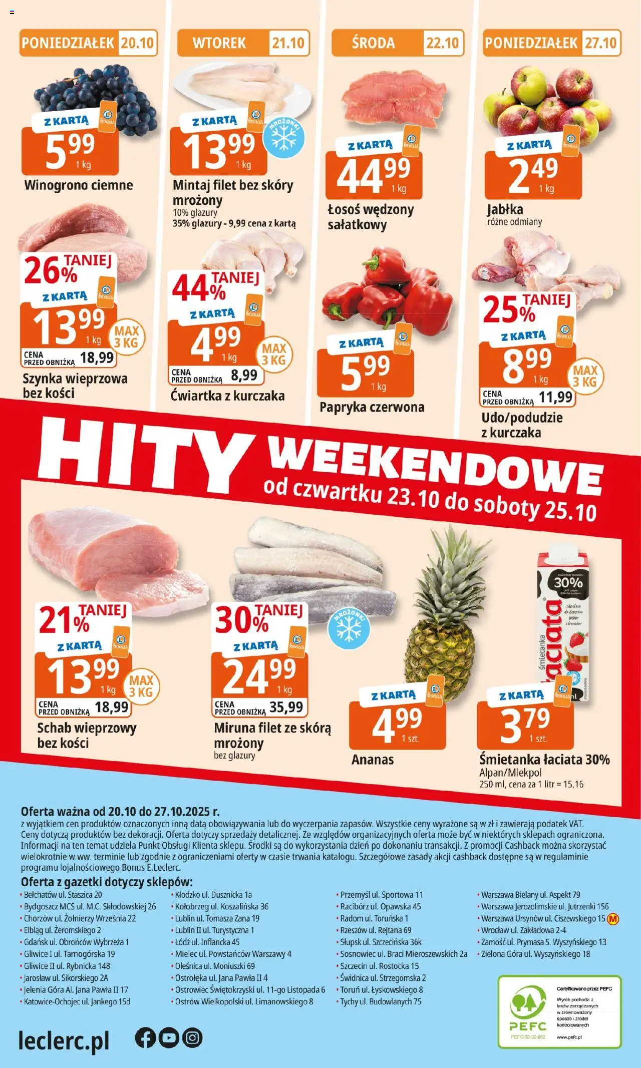 E.Leclerc Gazetka - Kłodzko od 20.10.2025 | Strona: 24 | Produkty: Winogrono, Szynka, Ananas, Ćwiartka z kurczaka