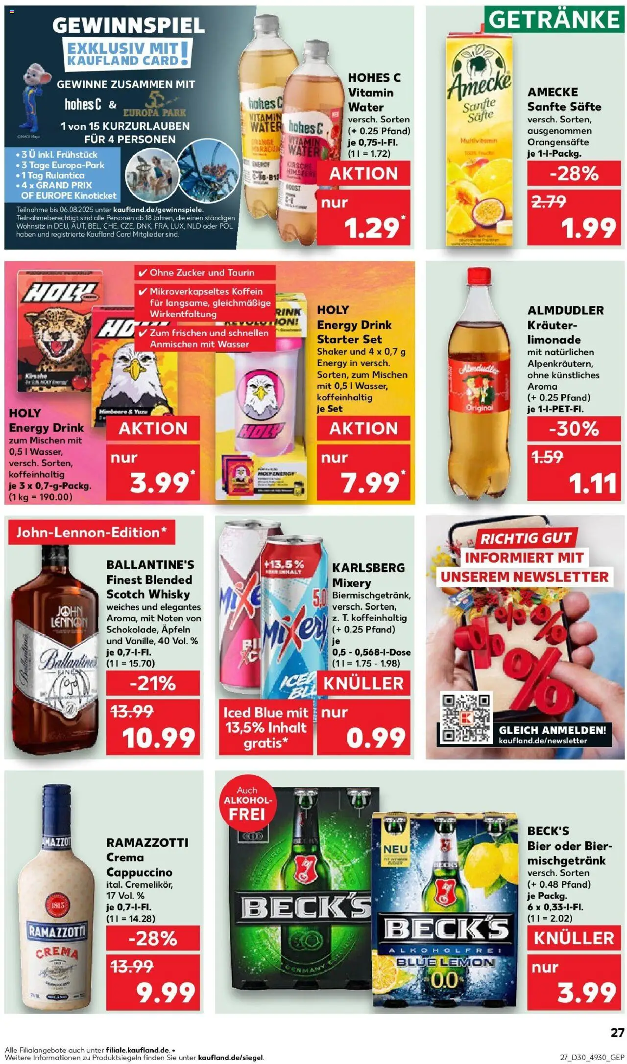Kaufland prospekt Bottrop	 - gültig ab dem 23.07.2025 | Seite: 27 | Produkte: Ramazzotti crema, Limonade, Zucker, Hohes c