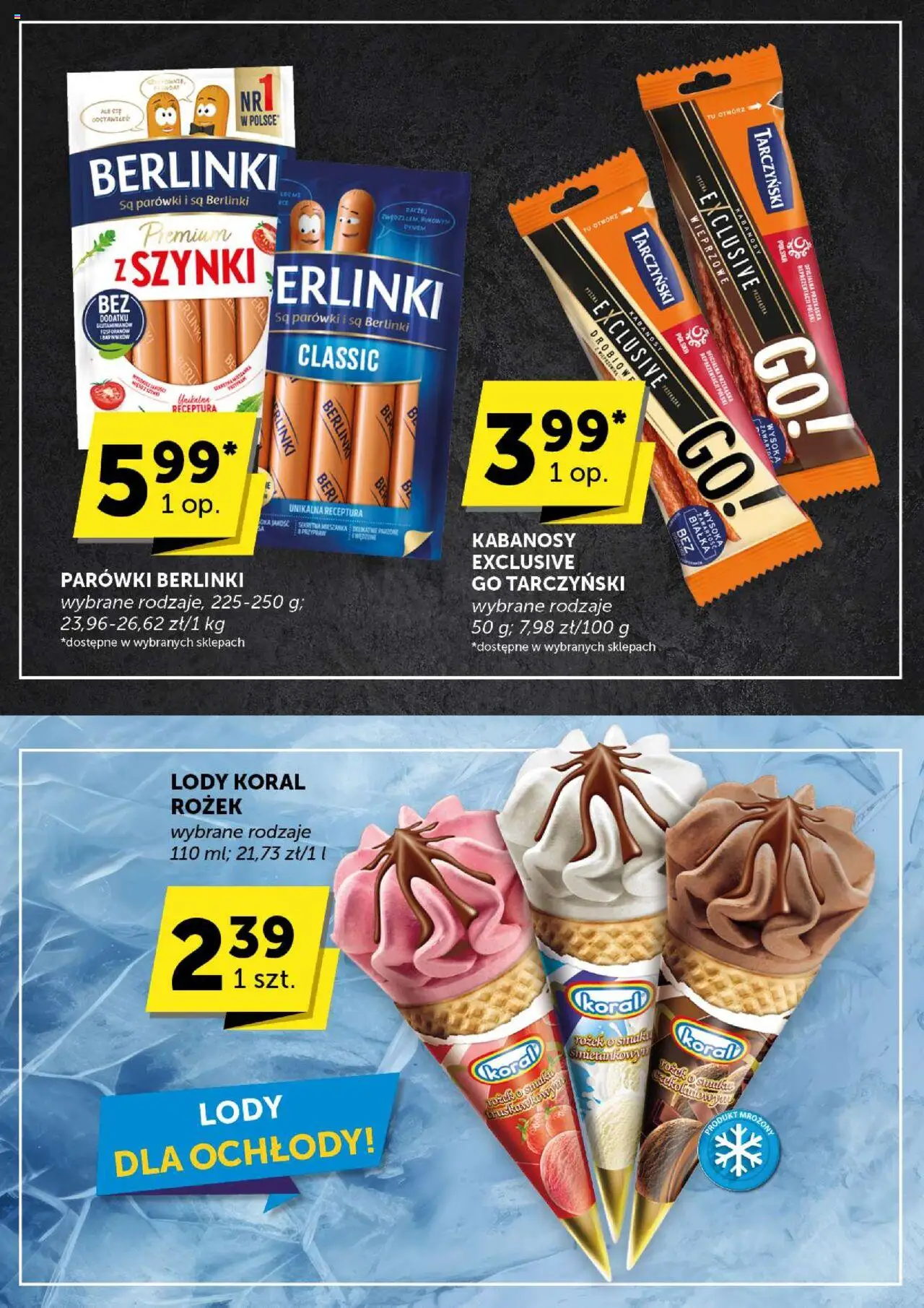 Groszek Gazetka - Minimarket od 07.08.2025 | Strona: 10 | Produkty: Parówki berlinki, Parówki, Lody koral, Lody
