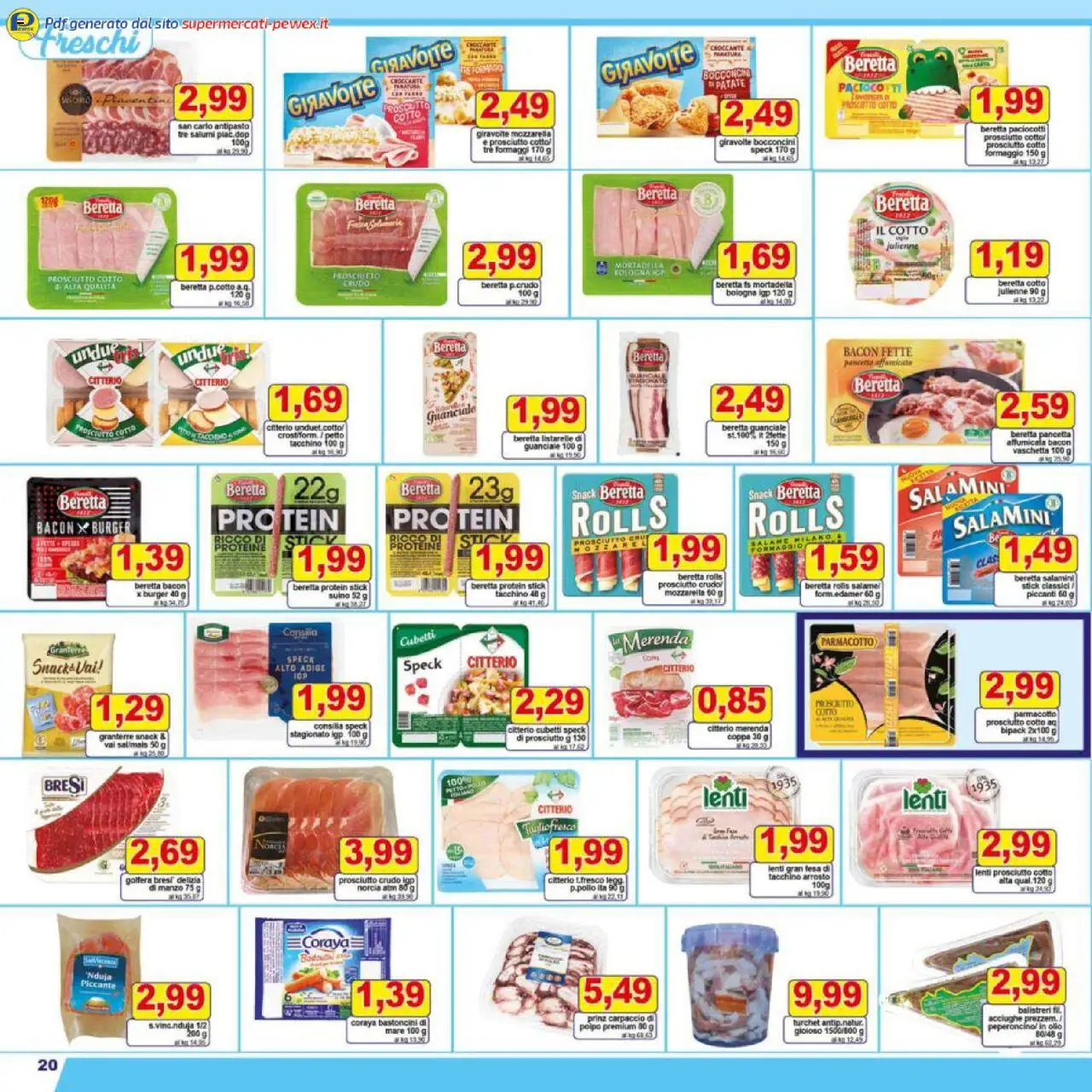 Volantino Pewex del 25.07.2025 | Pagina: 20 | Prodotti: Prosciutto Cotto, Pancetta, Mortadella, Guanciale