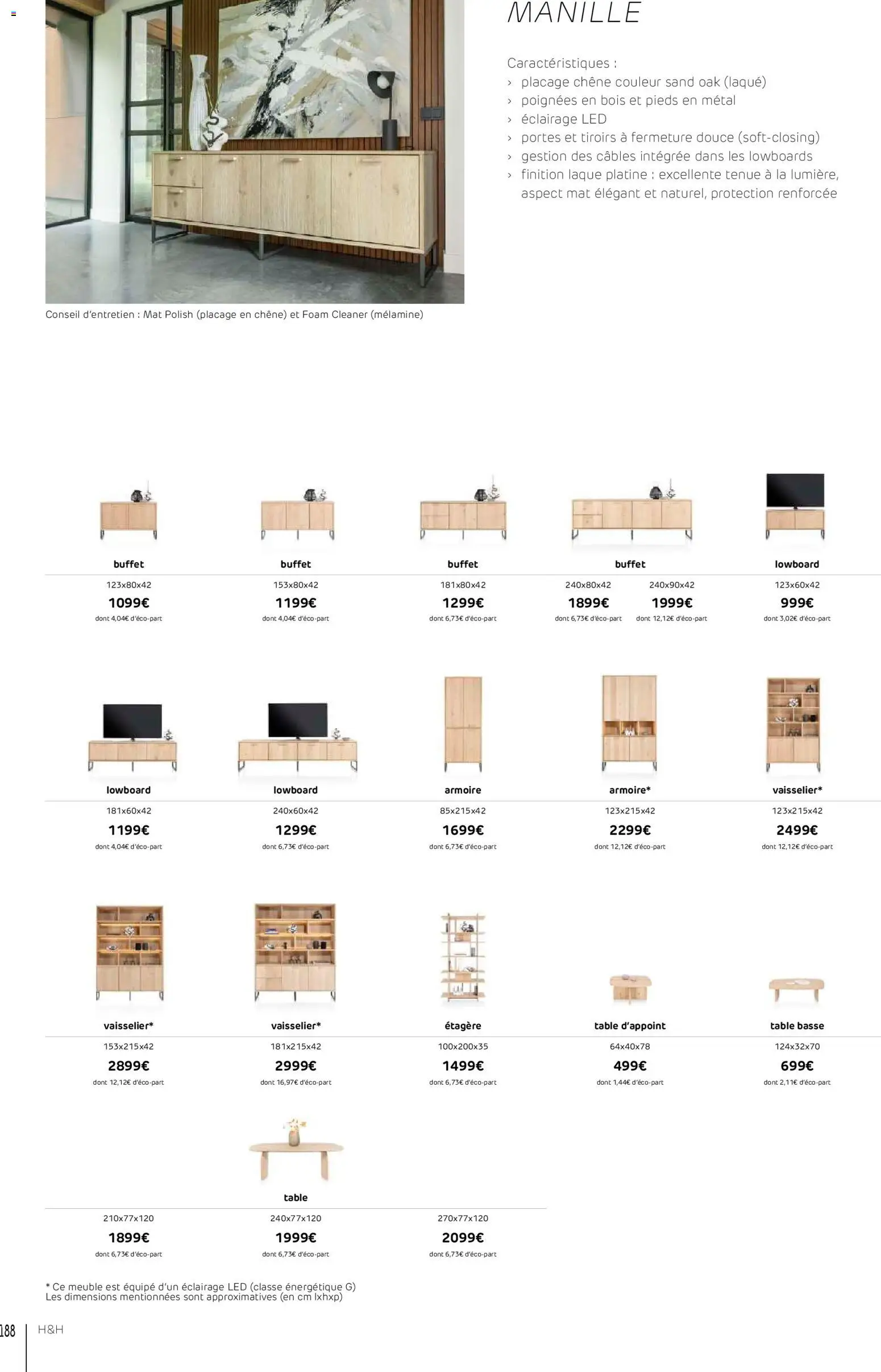 {H1} | Page: 188 | Produits: Poignées, Table basse, Étagère, Portes