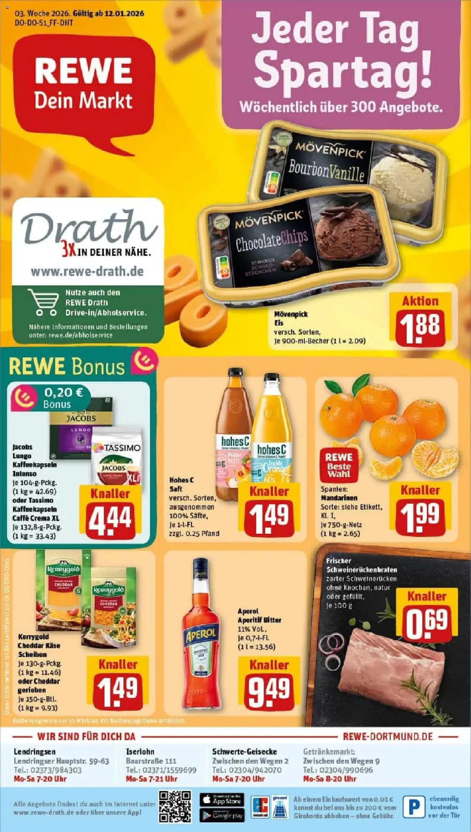 Rewe prospekt Menden	 – gültig ab 11.01.2026 | Seite: 1 | Produkte: Mandarinen, Hohes c, Aperol, Tassimo