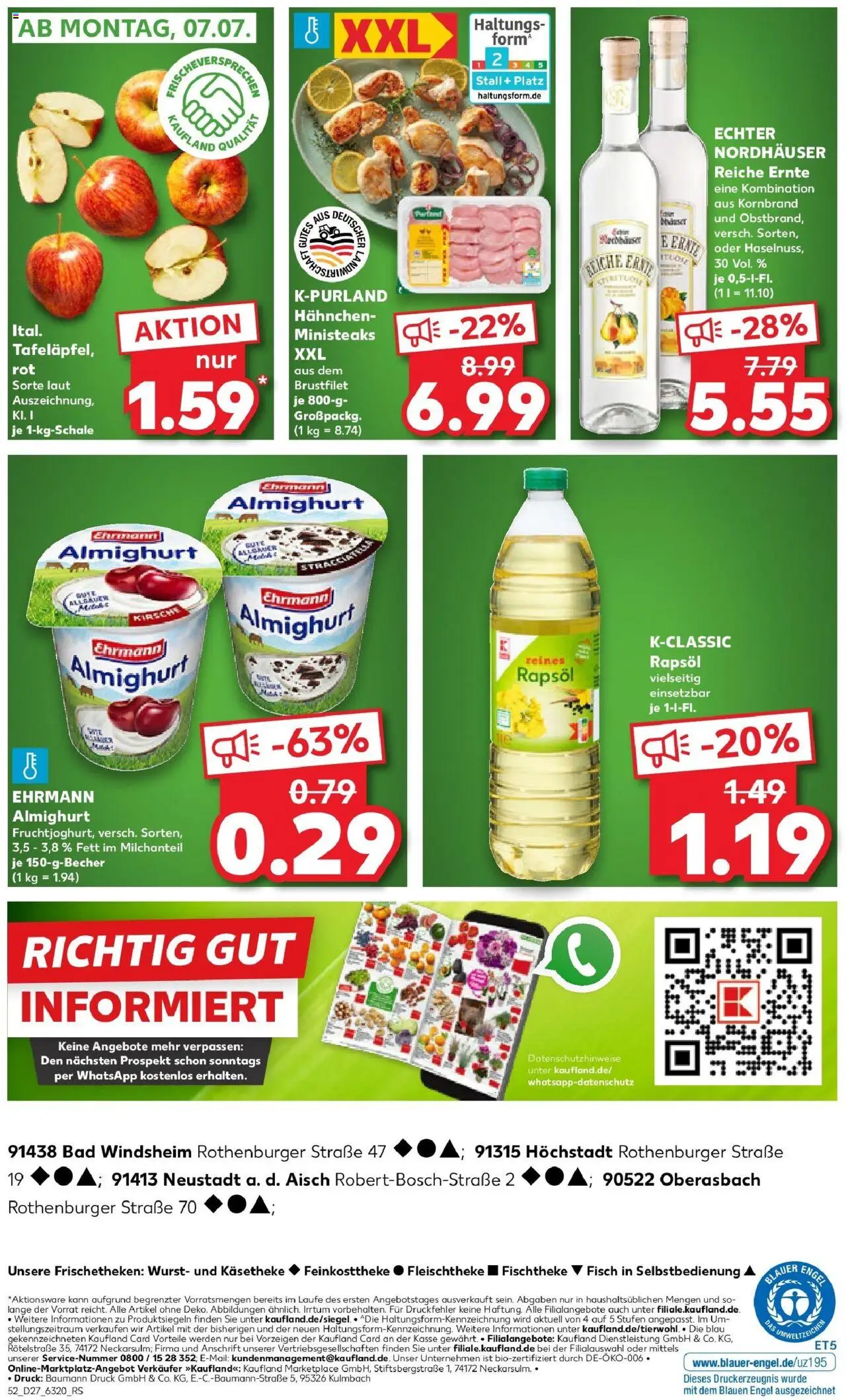 Kaufland prospekt Neustadt An Der Aisch	 - gültig ab dem 03.07.2025 | Seite: 52 | Produkte: Hahnchen, Ehrmann almighurt, Rapsöl, Bad
