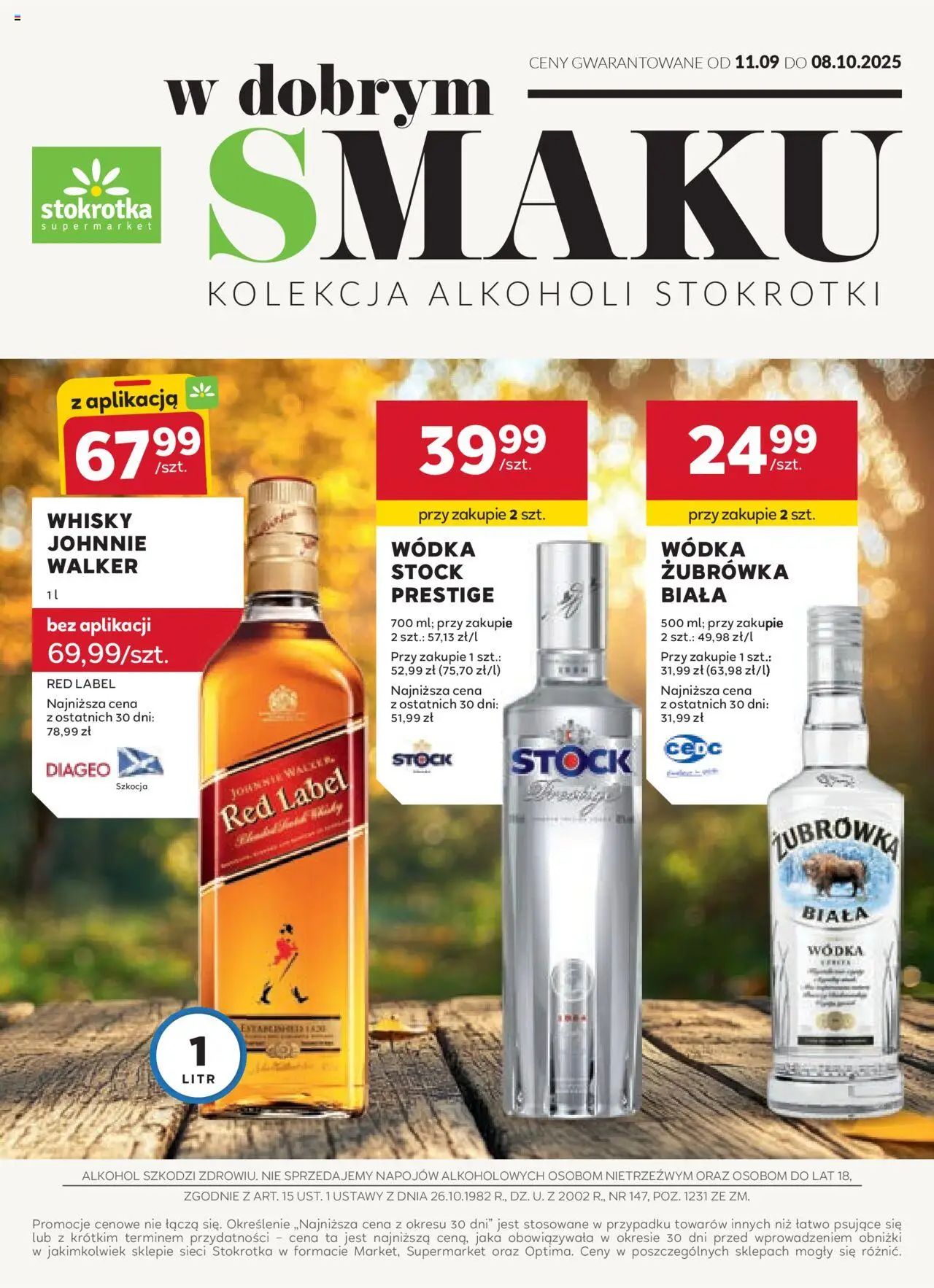 Stokrotka Gazetka - Oferta alkoholowa od 11.09.2025 | Strona: 1 | Produkty: Stokrotka, Red label, Alkohol, Whisky