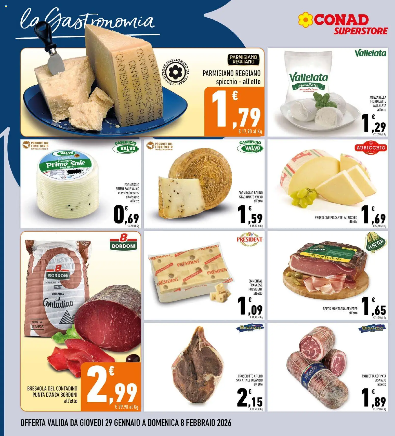 Volantino Conad del 29.01.2026 | Pagina: 10 | Prodotti: Sale, Formaggio, Prosciutto, Parmigiano reggiano