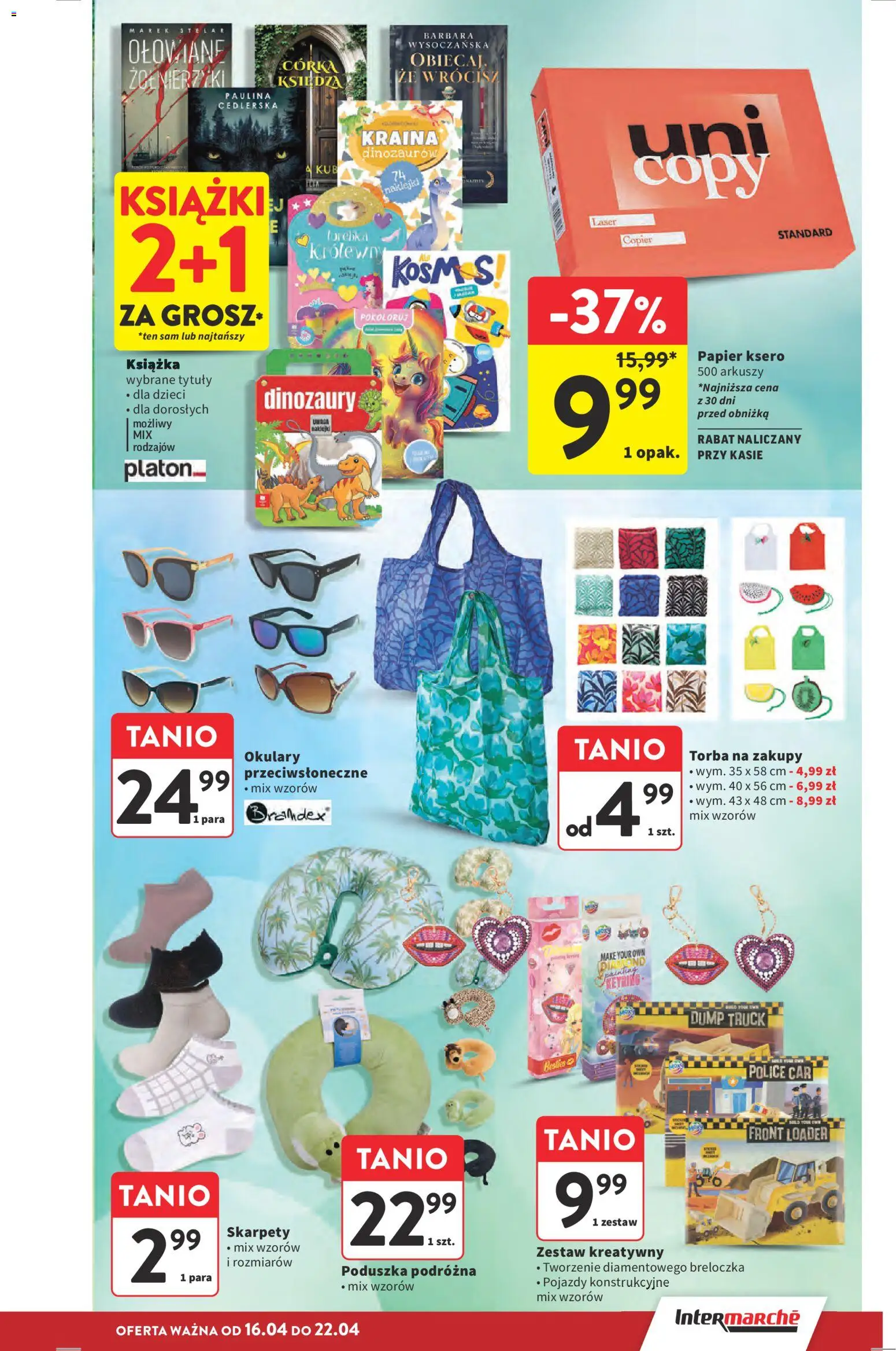 Intermarche gazetka od 16.04.2026 | Strona: 41 | Produkty: Torba, Poduszka, Książki, Papier ksero
