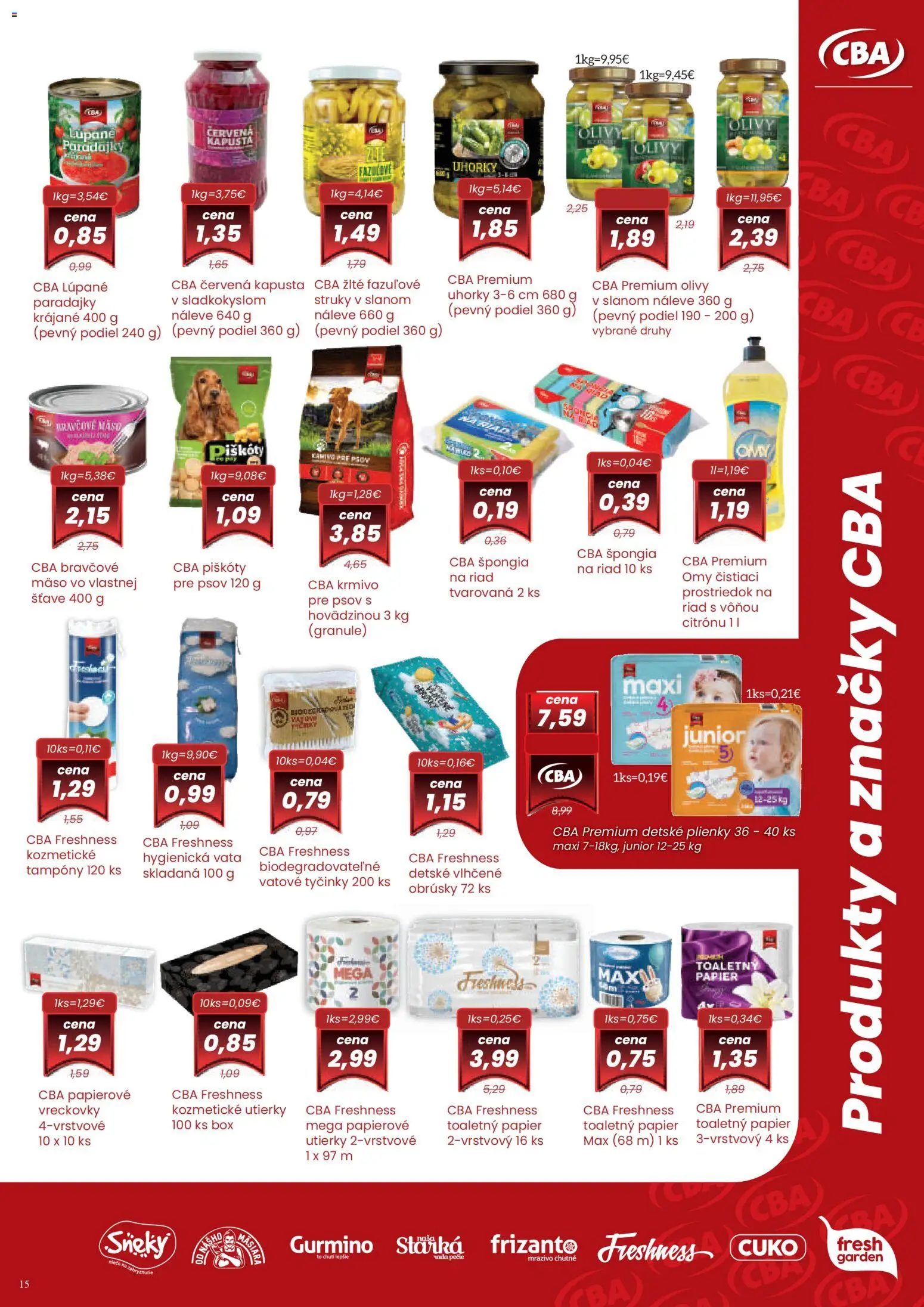 Nové Nitrazdroj akcie – leták je platný od 06.11.2025 | Strana: 15 | Produkty: Kapusta, Toaletný papier, Plienky, Uhorky