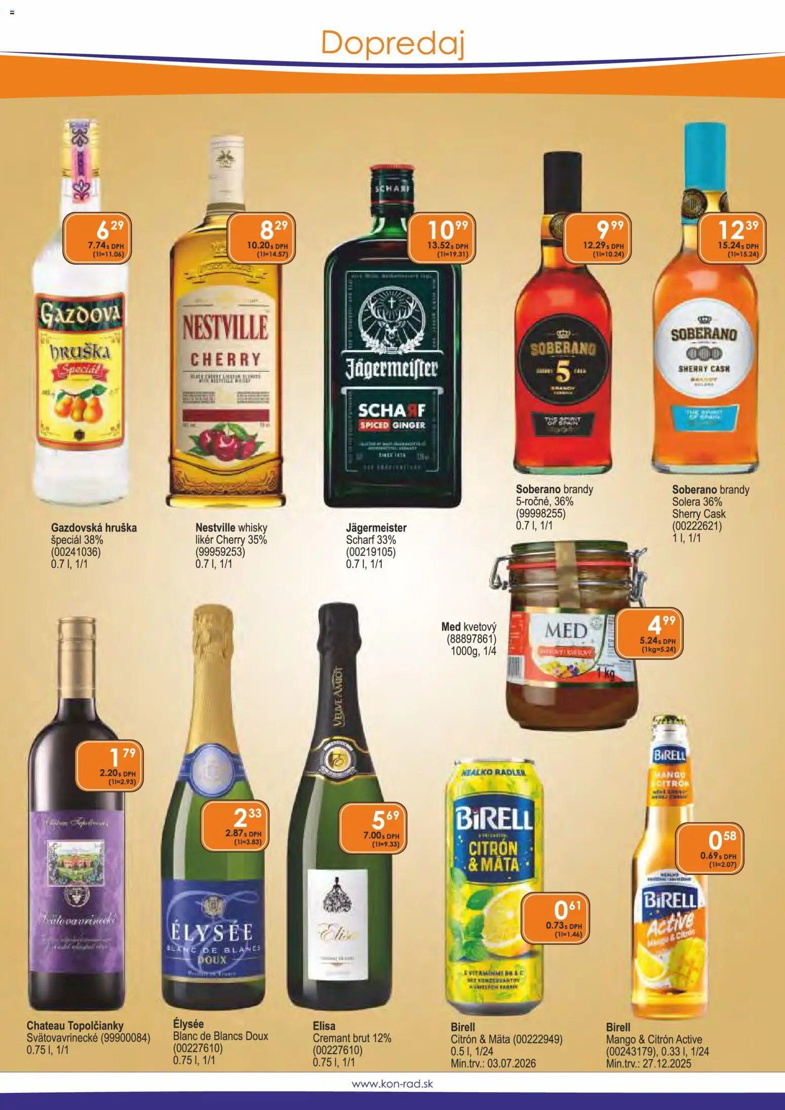 Nové KON - RAD akcie – leták je platný od 01.11.2025 | Strana: 47 | Produkty: Birell, Whisky, Mango, Med