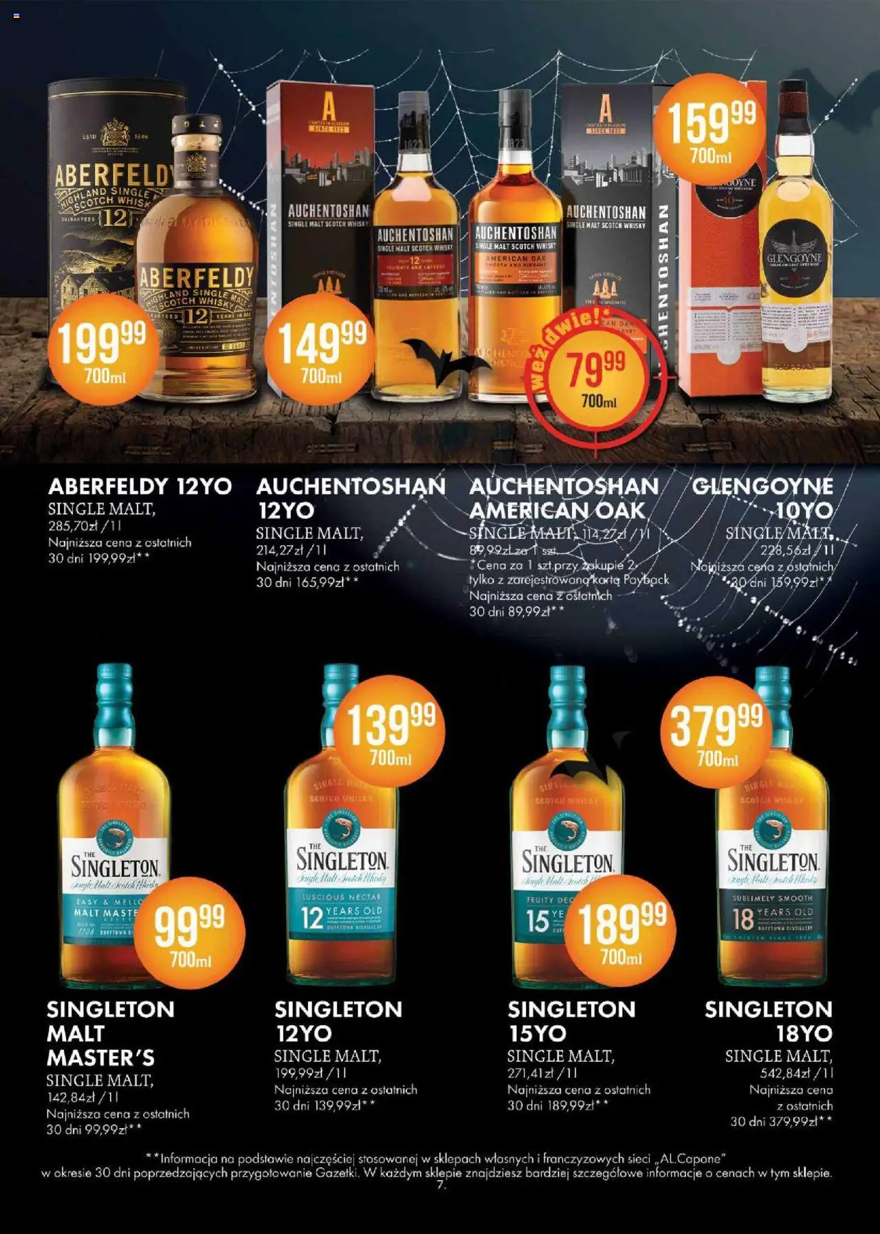 Al.Capone Gazetka od 13.10.2025 | Strona: 7 | Produkty: Karta, Whisky Single Malt, Whisky