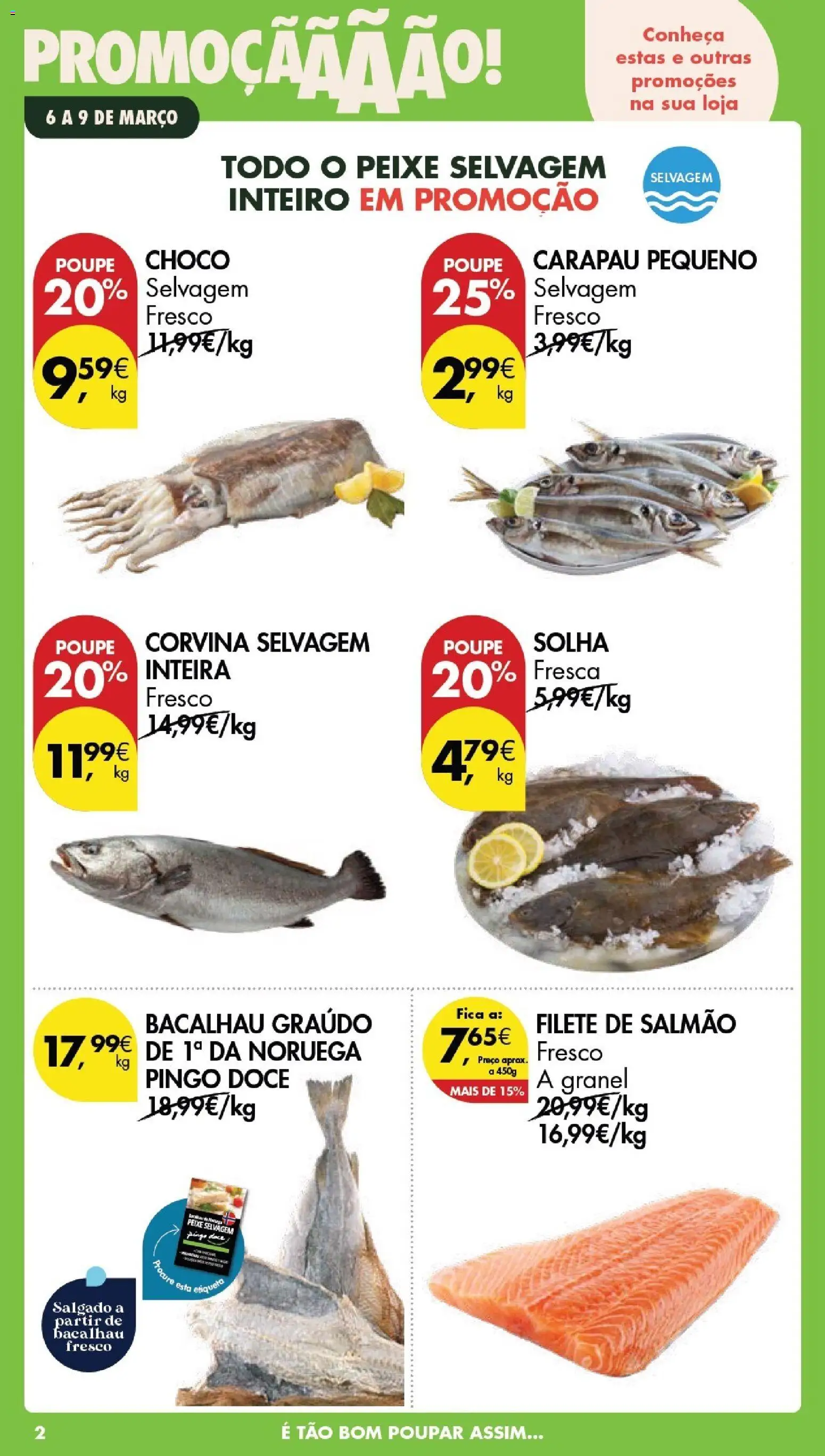 Pingo Doce Poupe este Fim de Semana │ válido de 06.03.2026 | Página: 2 | Produtos: Bacalhau, Salmão, Peixe