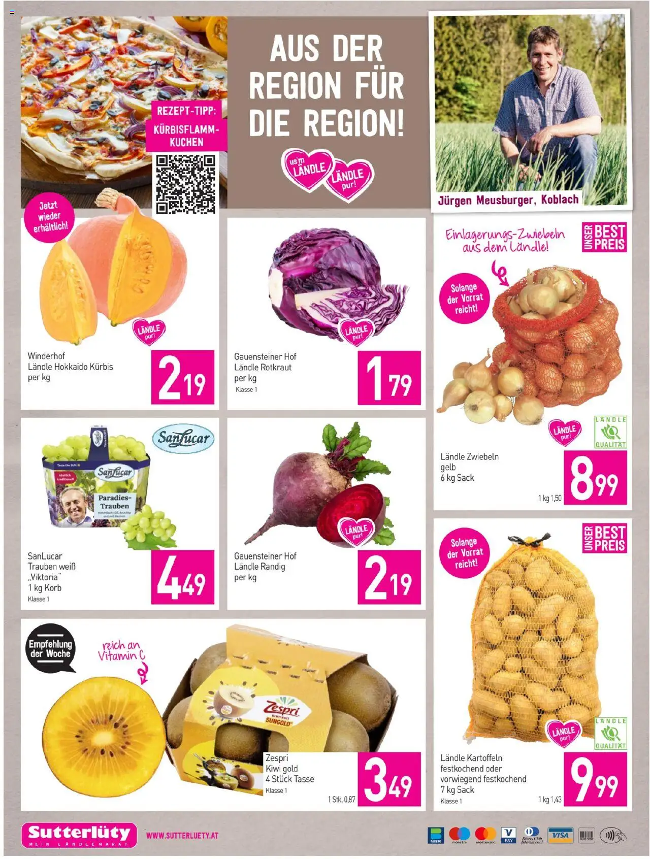 Sutterlüty Flugblatt gültig ab 11.09.2025 | Seite: 20 | Produkte: Kiwi, Zwiebeln, Kürbis, Korb