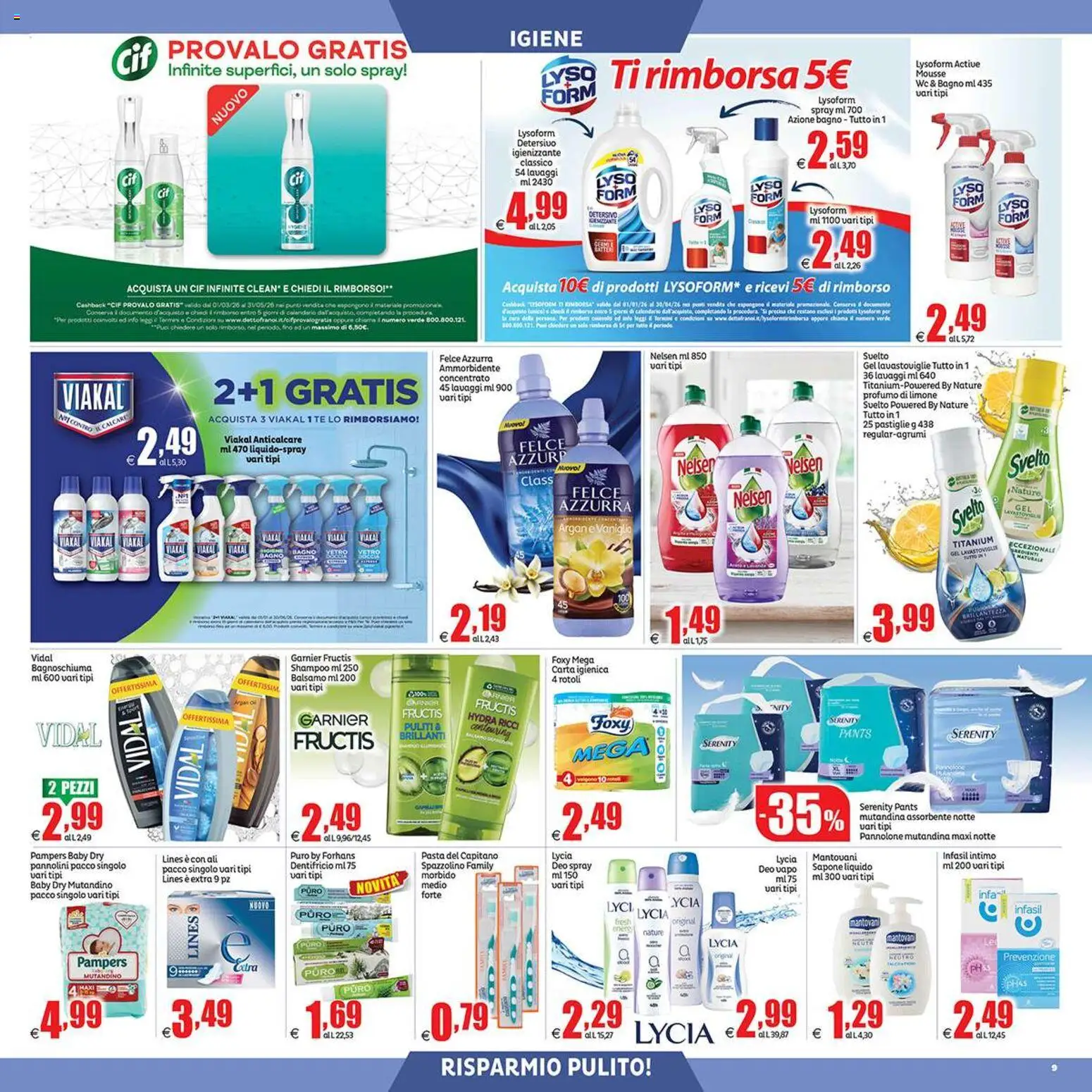 Volantino Elite Supermercati del 10.04.2026 | Pagina: 9 | Prodotti: Balsamo, Bagnoschiuma, Ammorbidente, Tè