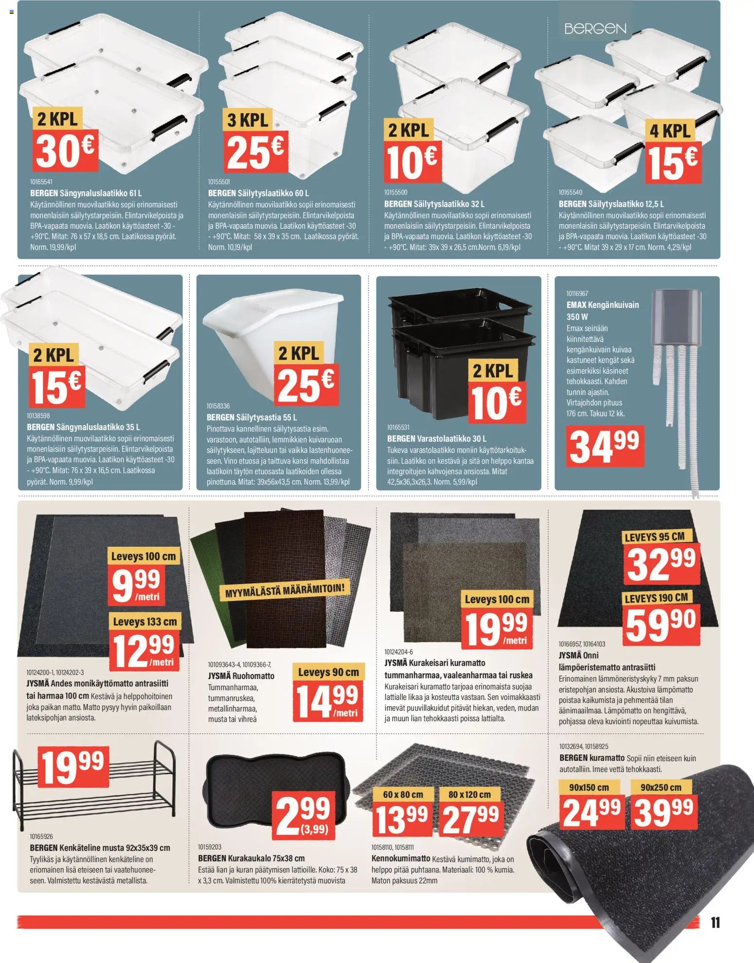 Puuilo tarjoukset – voimassa 05.01.2026 alkaen | Sivu: 11 | Tuotteet: Kansi, Laatikko, Matto, Käsineet