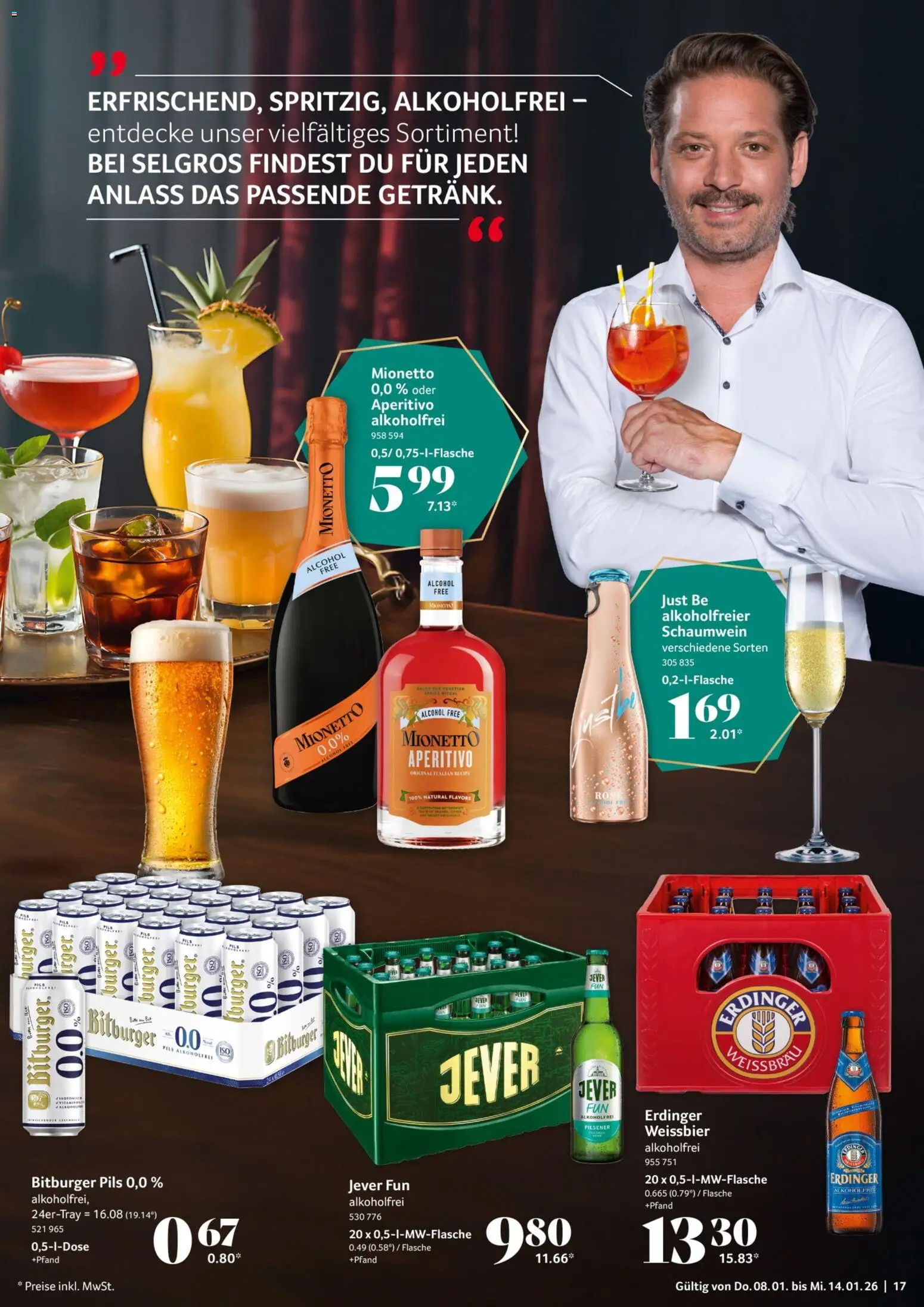 Selgros Prospekt 	 – gültig ab 08.01.2026 | Seite: 17 | Produkte: Bitburger, Erdinger, Weißbier, Pils