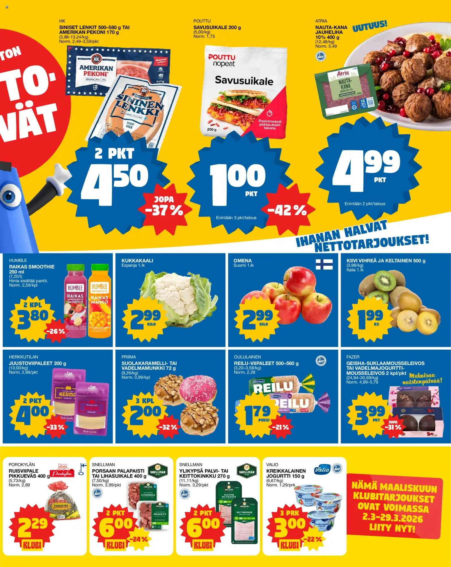 Tokmanni Ruokatarjoukset – voimassa 05.03.2026 alkaen | Sivu: 3 | Tuotteet: Kana, Kukkakaali, Kreikkalainen jogurtti, Kerma