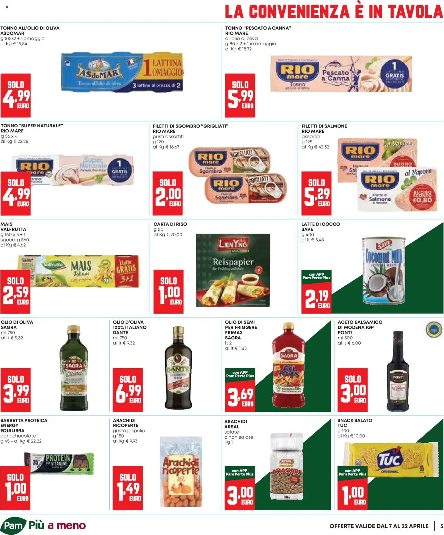 Volantino Panorama del 07.04.2026 | Pagina: 5 | Prodotti: Salmone, Tonno, Aceto, Arachidi