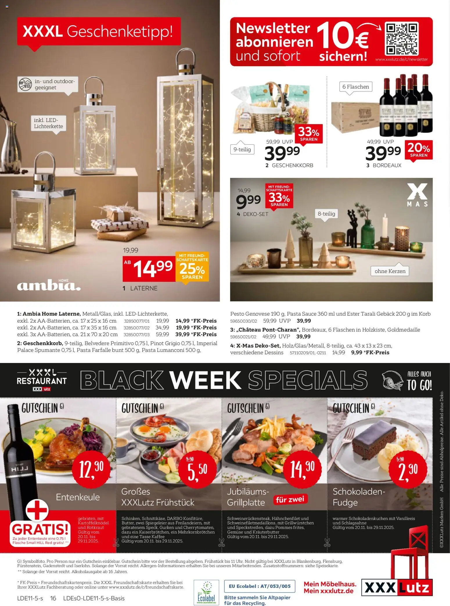 XXXL Lutz Winterzeit – gültig ab 16.11.2025 | Seite: 16 | Produkte: Schlagsahne, Korb, Gemüse, Gurken