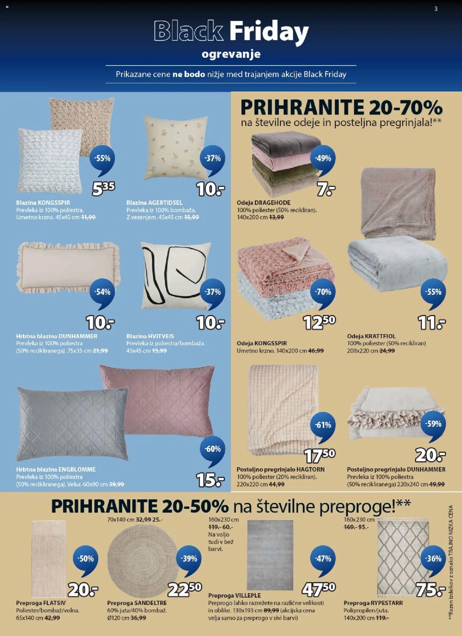 Novi JYSK katalog ponudbe – veljaven od 19.11.2025 | Stran: 3 | Izdelki: Prevleka, Blazina, Odeja, Preproga