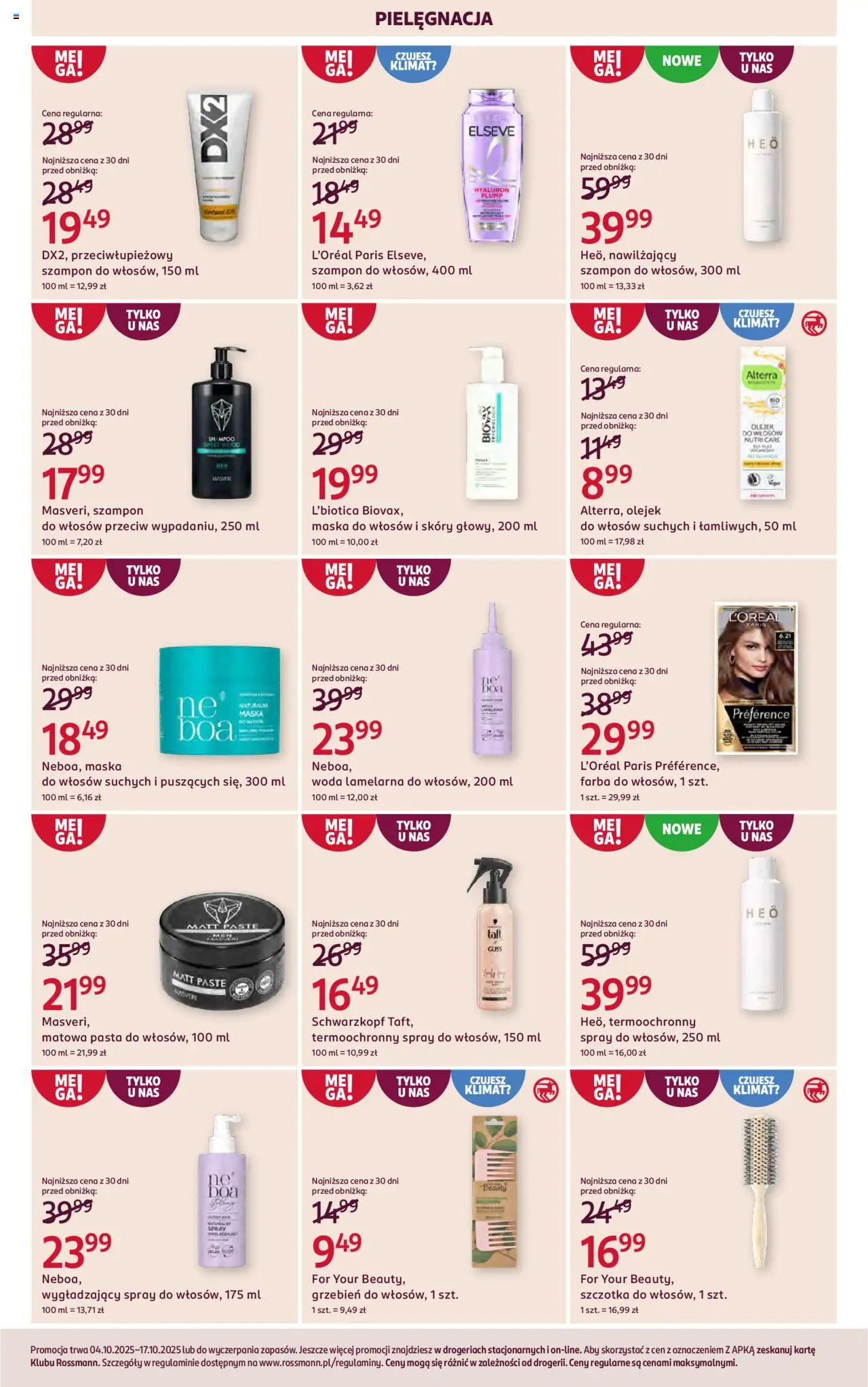 Rossmann Gazetka od 04.10.2025 | Strona: 10 | Produkty: Szczotka, Szampon, Grzebień, Woda