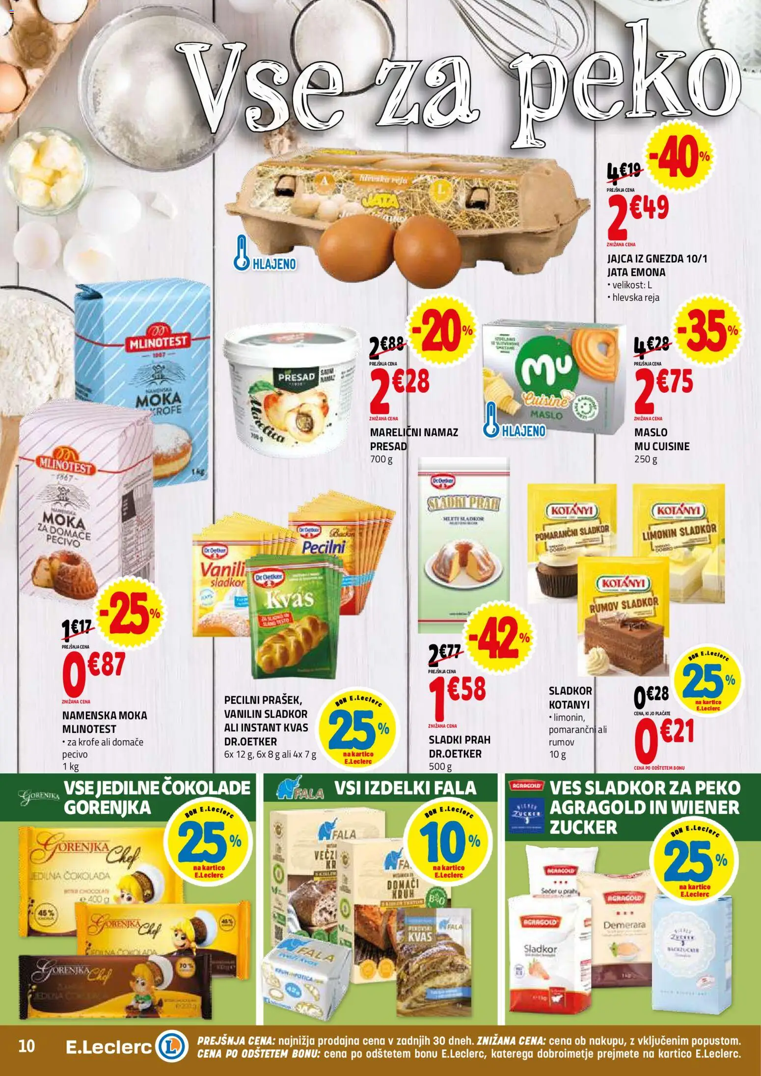 Novi E.leclerc katalog ponudbe – veljaven od 04.02.2026 | Stran: 10 | Izdelki: Moka, Maslo, Jajca, Sladkor