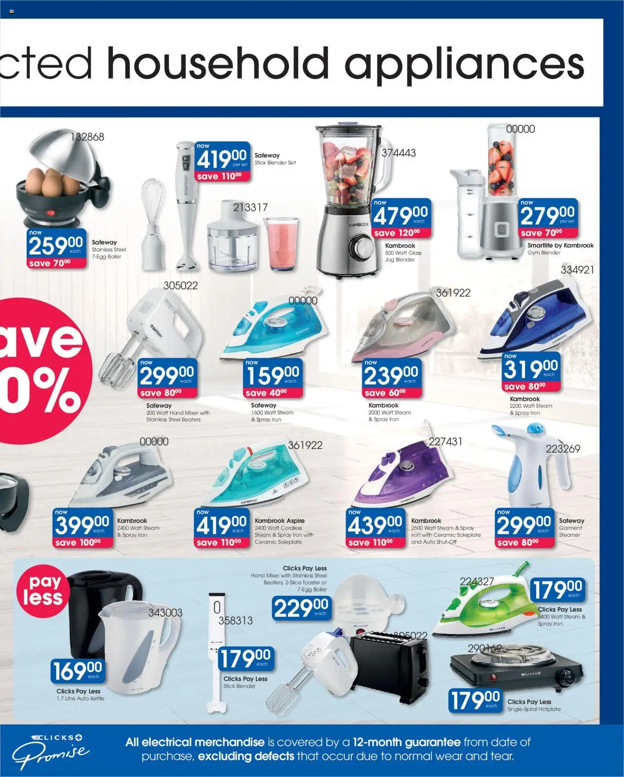 New Clicks catalogue – valid from 23.09.2025 | Page: 43 | Products: Kettle, Iron, Toaster, Blender