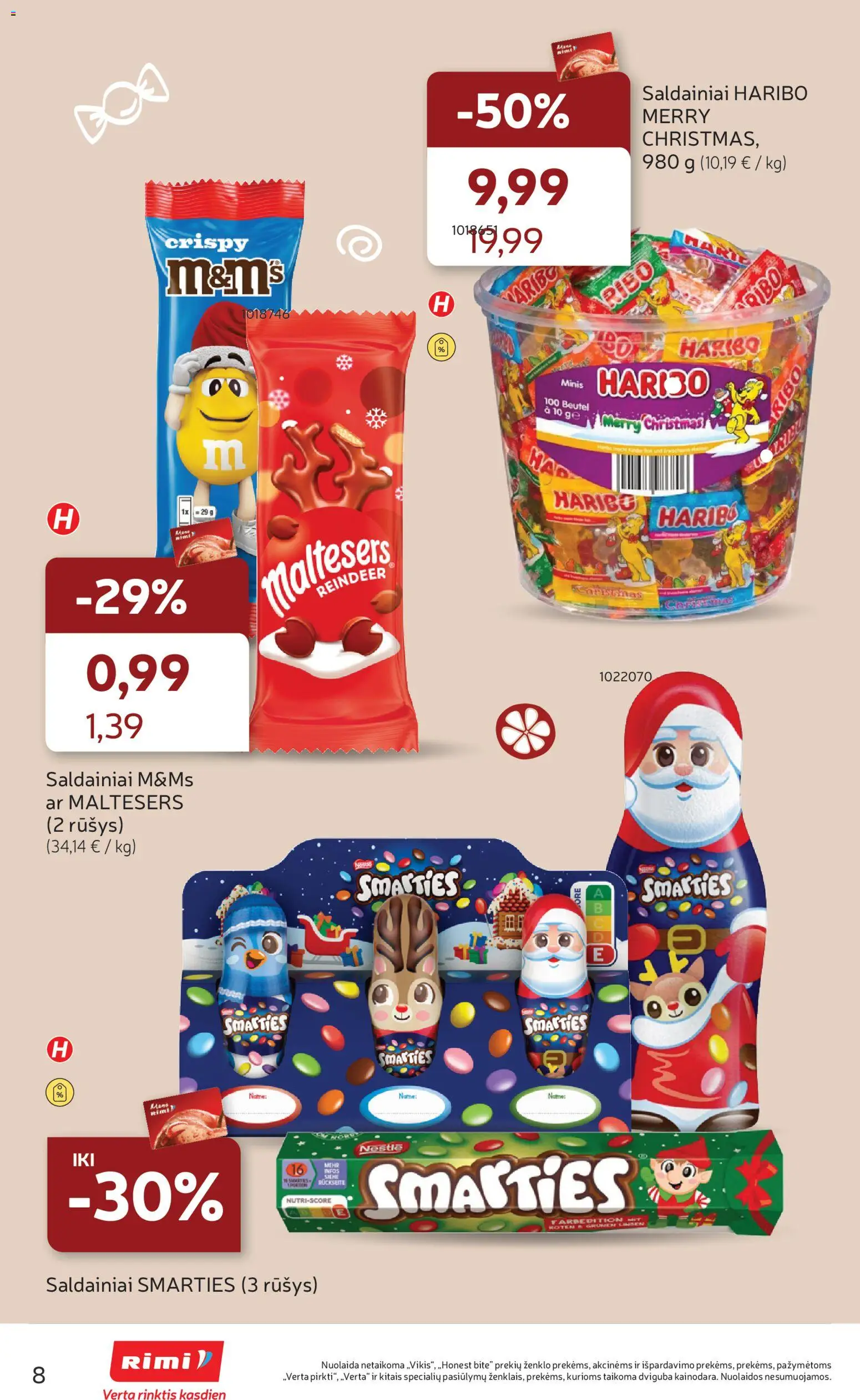 Rimi akcijos nuo 02.12.2025 | Puslapis: 8 | Prekių: Saldainiai
