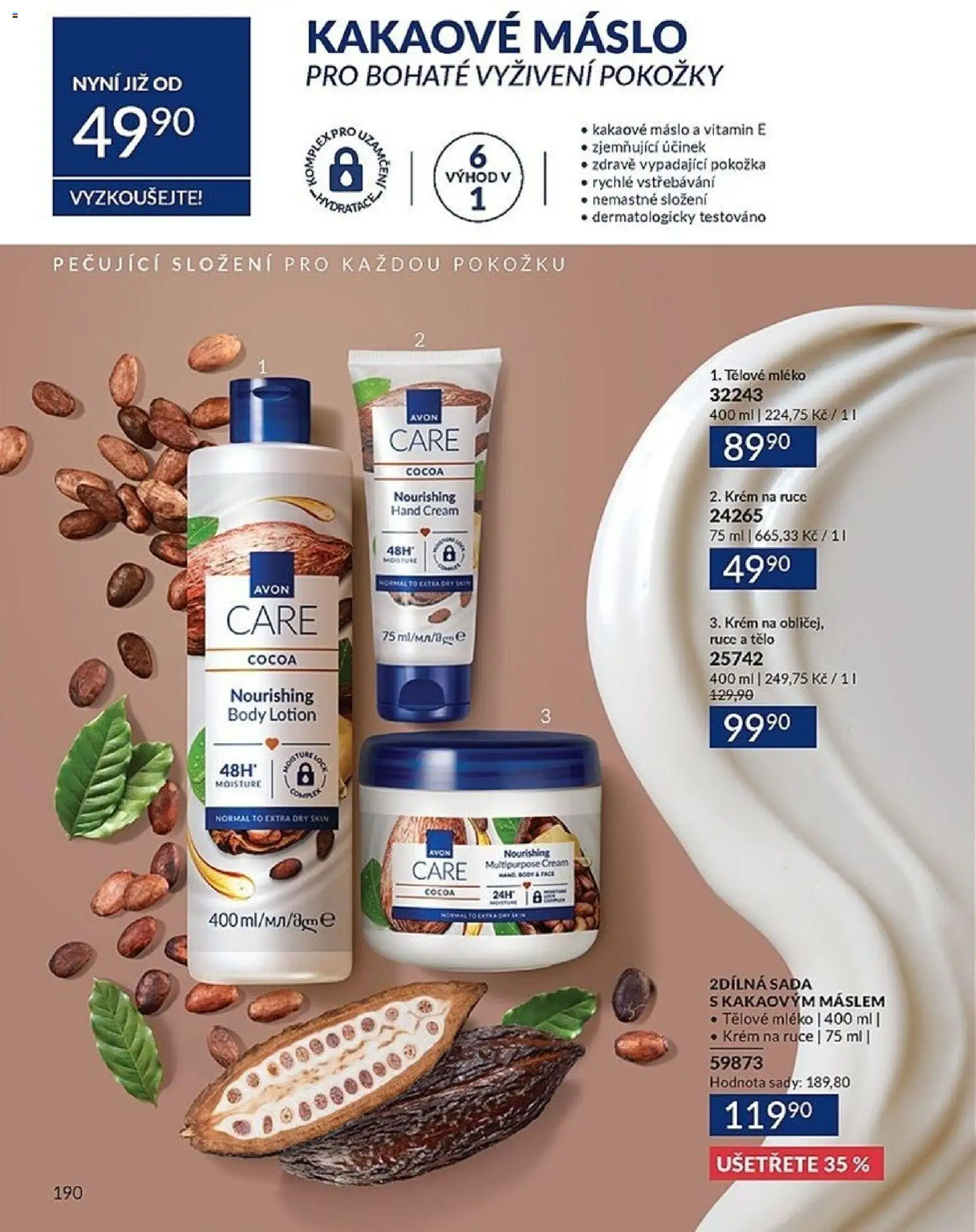 Avon katalog 1/2026 od 01.01.2026 | Strana: 190 | Produkty: Mléko, Máslo, Krém, Kakaové máslo