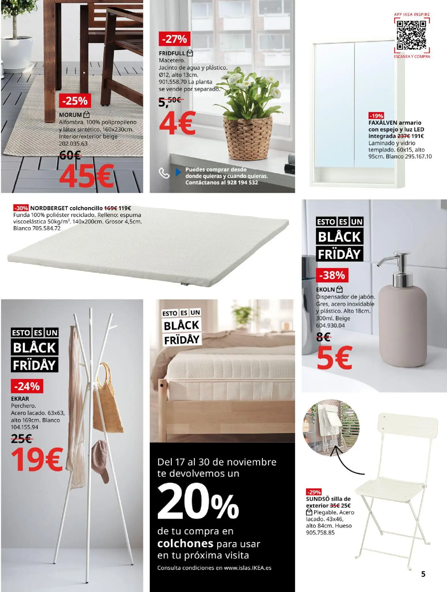 Catálogo IKEA Black Friday │ válido desde el 27.11.2025 | Página: 5 | Productos: Dispensador, Funda, Silla, Armario