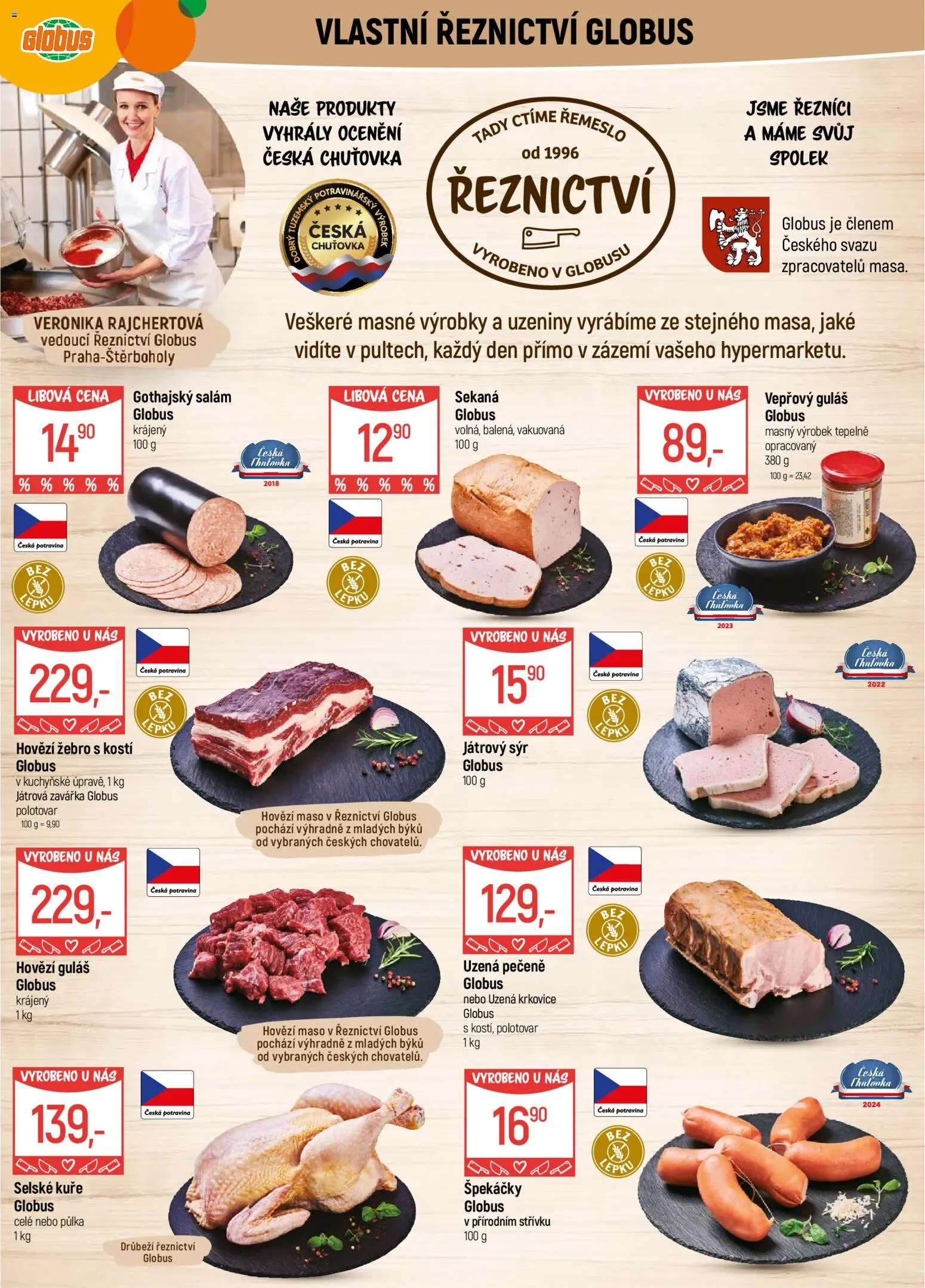 Globus leták - Praha-Štěrboholy od 25.02.2026 | Strana: 6 | Produkty: Hovězí, Špekáčky, Gothajský salám, Guláš