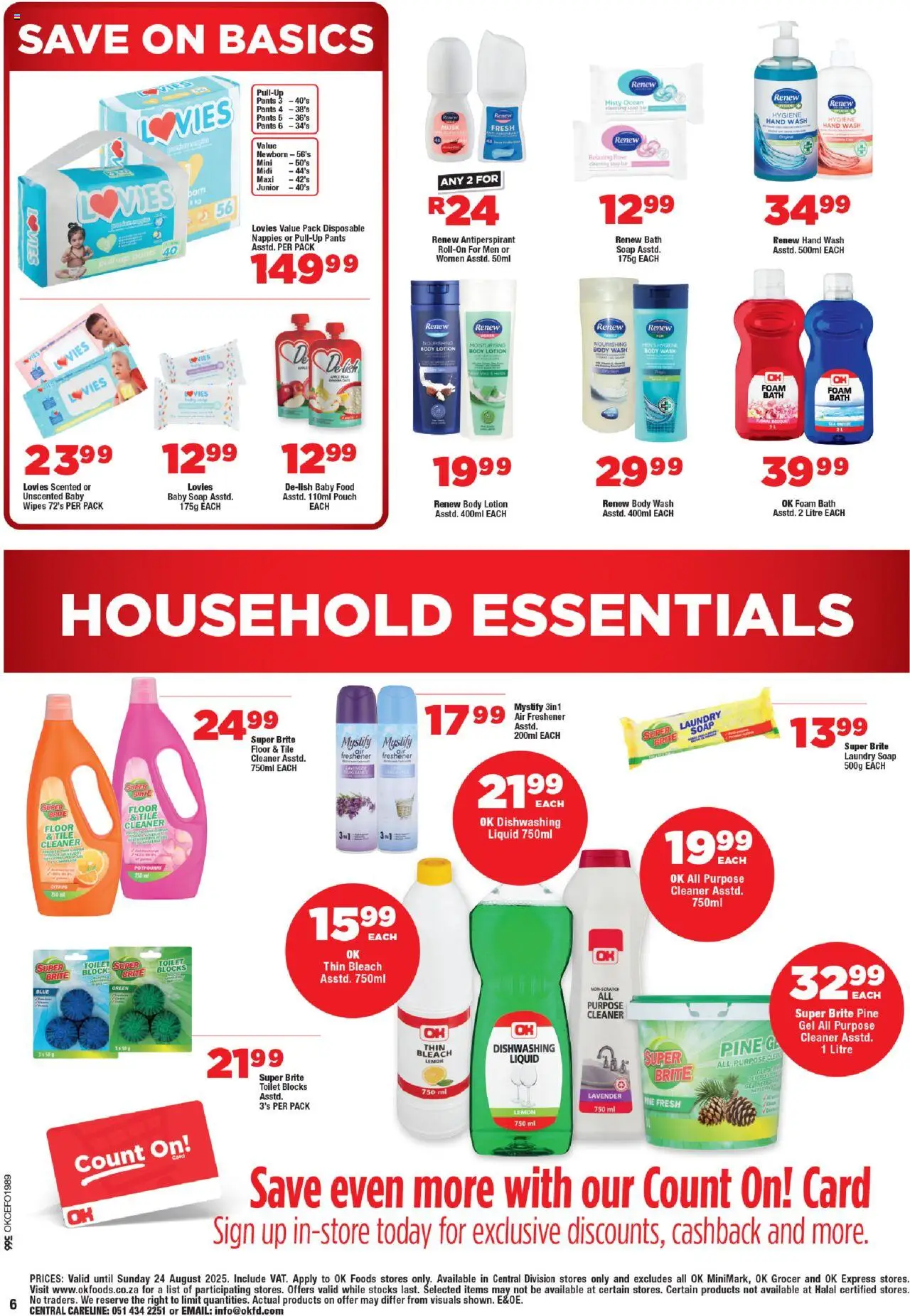 OK Foods Northen Cape - Specials │ valid from 13.08.2025 | Page: 6 | Products: Bath, Air freshener, Antiperspirant, Lotion