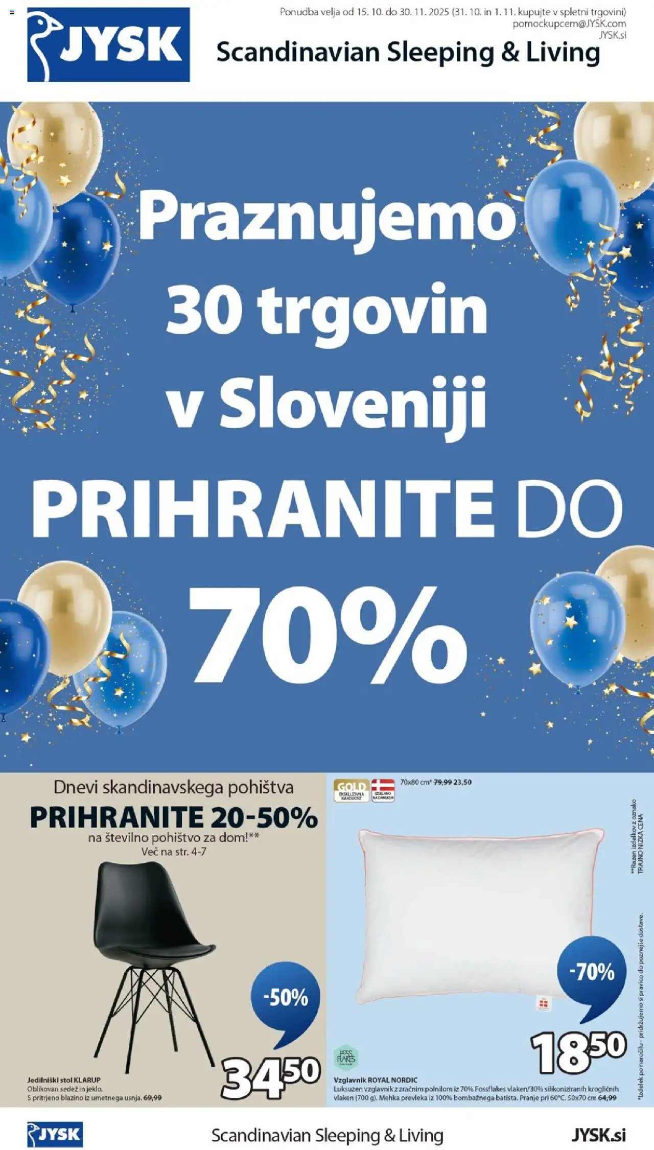 Novi JYSK katalog ponudbe – veljaven od 15.10.2025 | Stran: 1 | Izdelki: Pohištvo, Vzglavnik, Prevleka, Stol