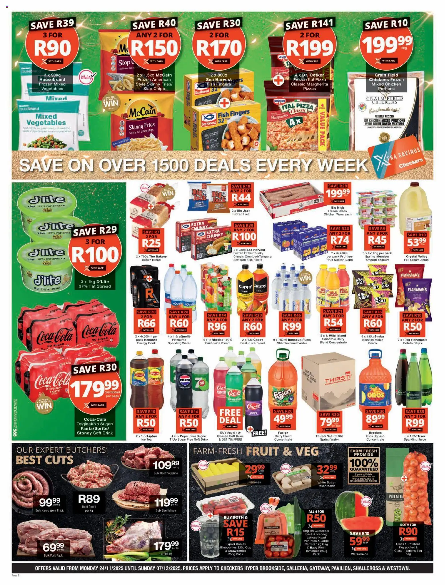 New Checkers catalogue – valid from 24.11.2025 | Page: 2 | Products: Bakery, Chips, Carrots, Dairy blend