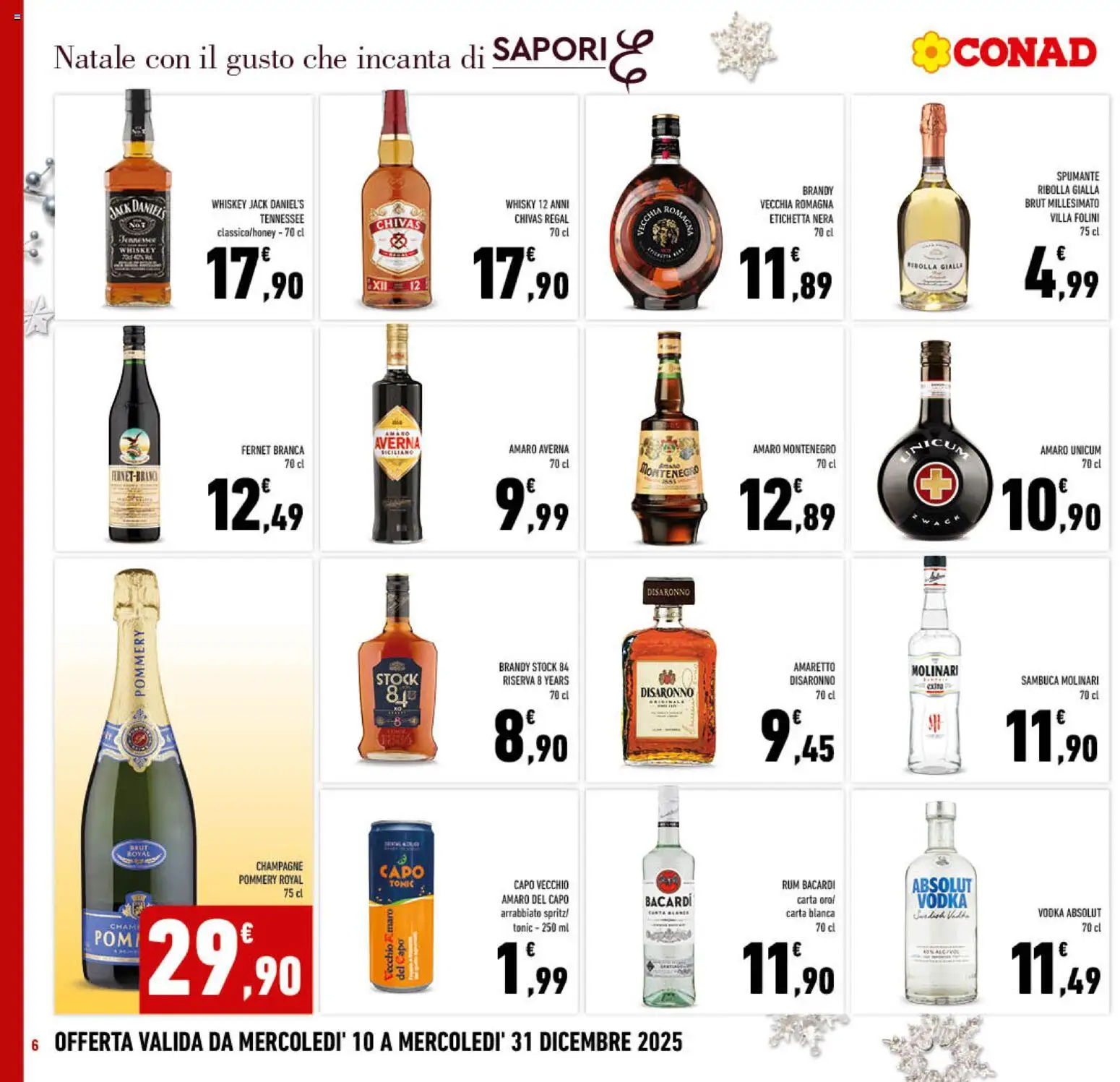 Volantino Conad del 10.12.2025 | Pagina: 6 | Prodotti: Rum, Spumante, Champagne, Amaro