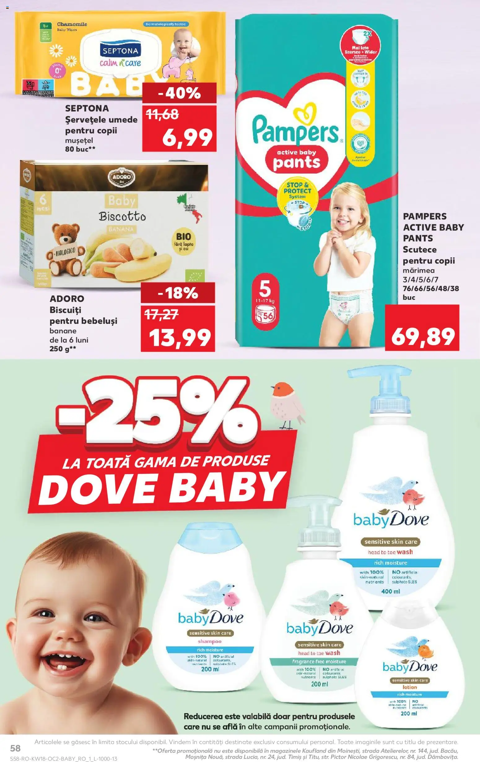 Noul catalog Kaufland – valabil de la 29.04.2026 | Pagină: 58 | Produse: Pirinç gevreği, Body, Biscuiți, Scutece