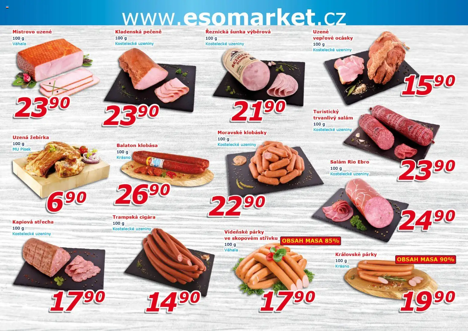 Eso market leták od 02.01.2026 | Strana: 2 | Produkty: Salám, Šunka, Klobása, Uzeniny