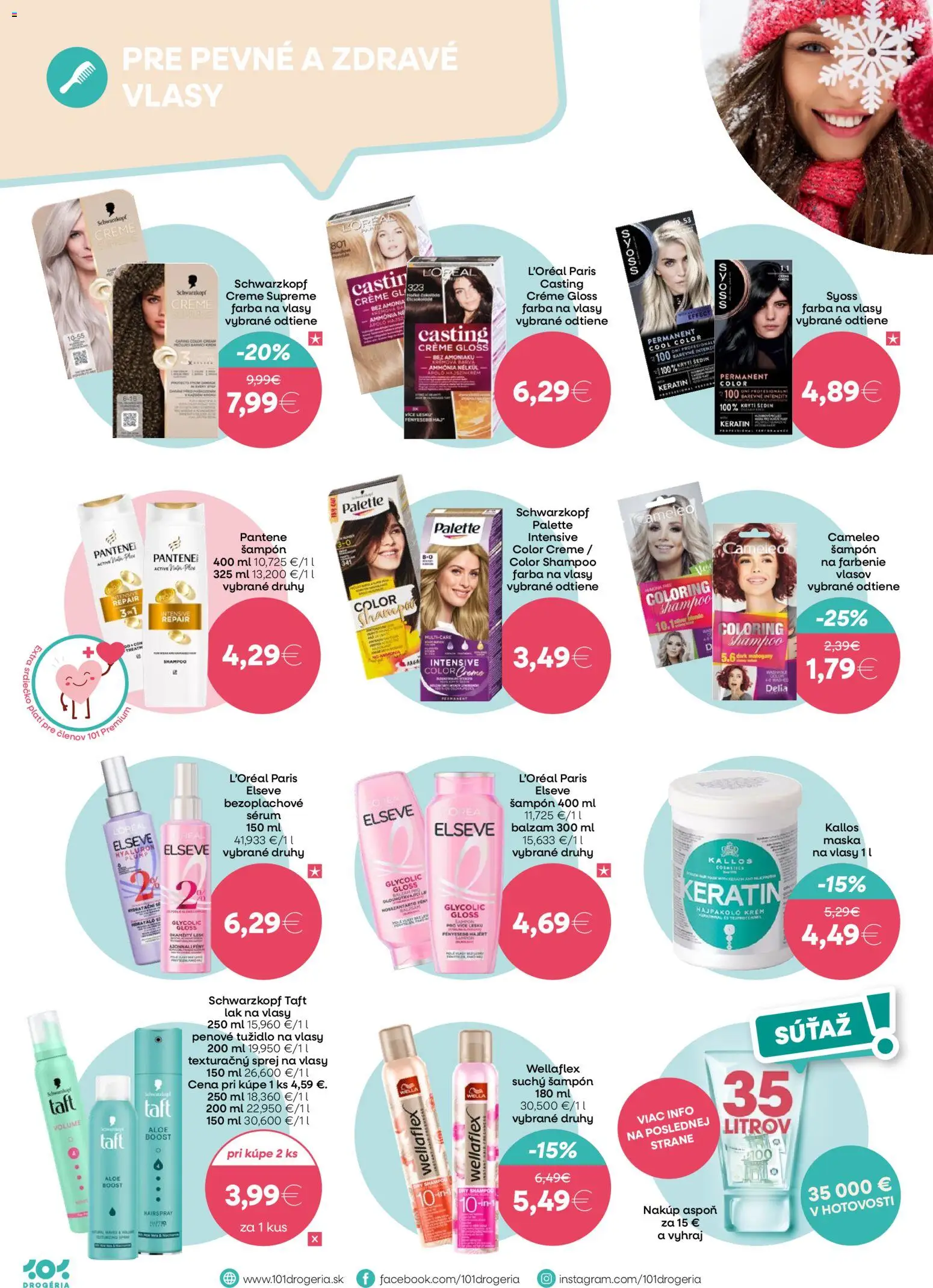 Nové 101 drogerie akcie – leták je platný od 17.12.2025 | Strana: 6 | Produkty: Šampón, Tužidlo na vlasy, Farba na vlasy, Maska