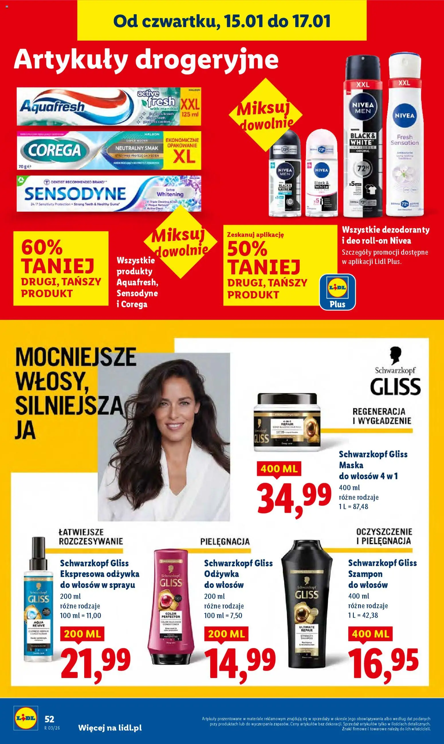 Lidl Gazetka od 15.01.2026 | Strona: 52 | Produkty: Szampon, Maska do włosów, Odżywka do włosów, Maska