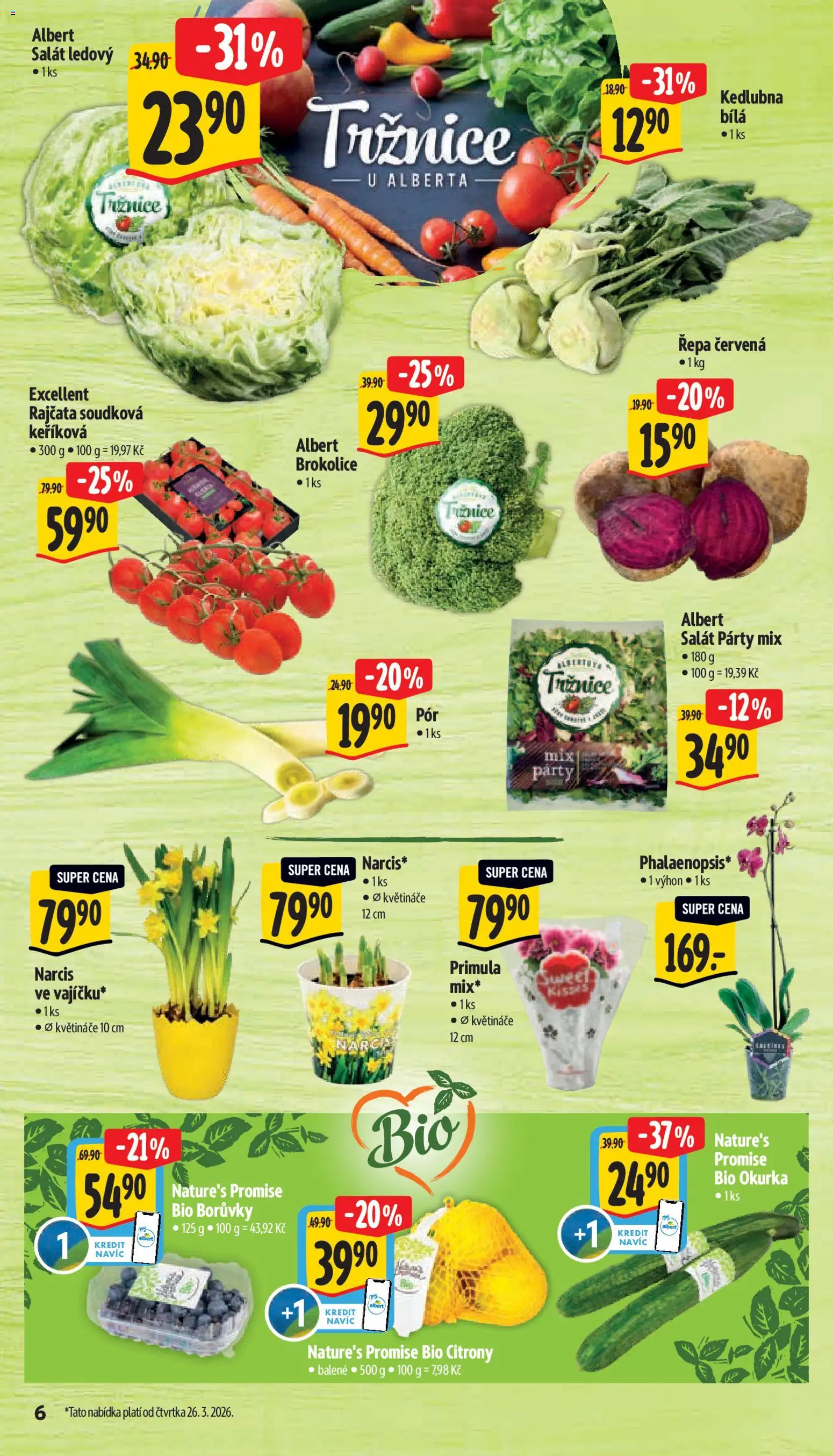 Albert leták - Supermarket od 25.03.2026 | Strana: 12 | Produkty: Salát, Borůvky, Citróny, Okurka