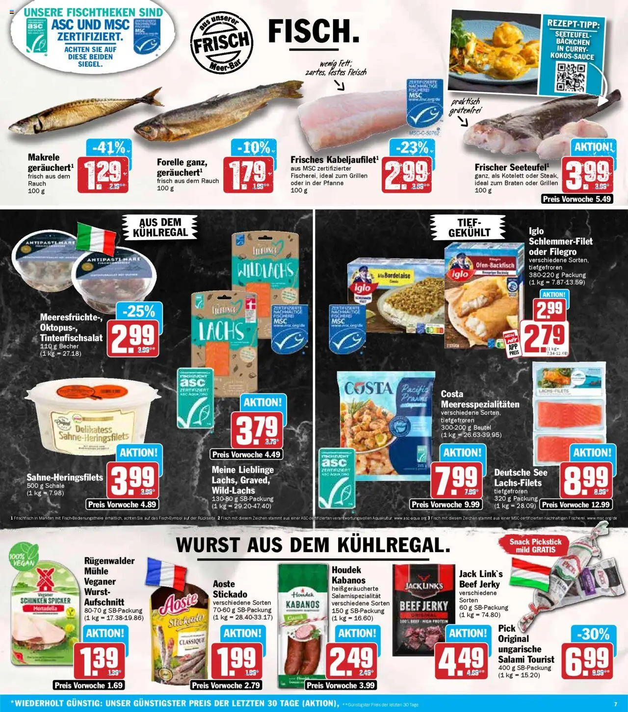 HIT - Bayern – gültig ab 22.09.2025 | Seite: 7 | Produkte: Iglo, Fisch, Wurst, Salami