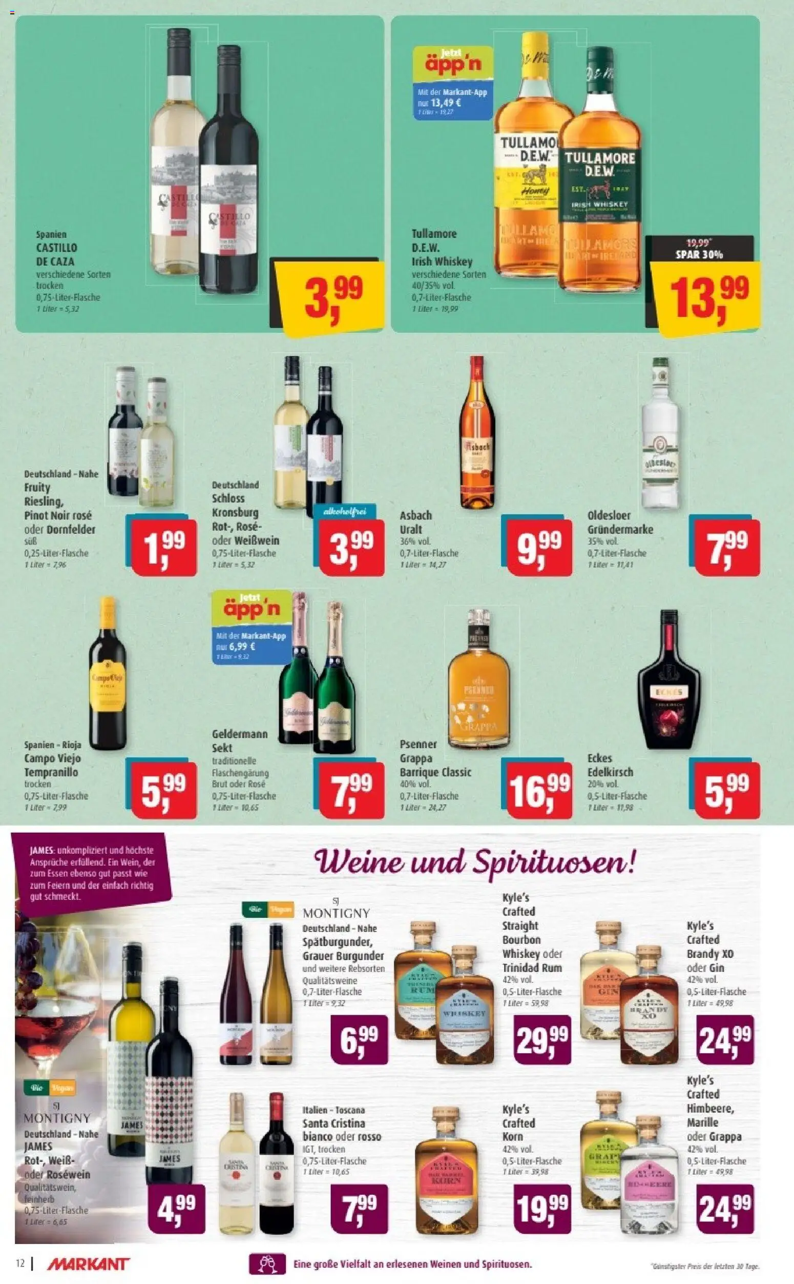 Markant Prospekt 	 – gültig ab 03.11.2025 | Seite: 12 | Produkte: Weißwein, Rosewein, Sekt, Asbach