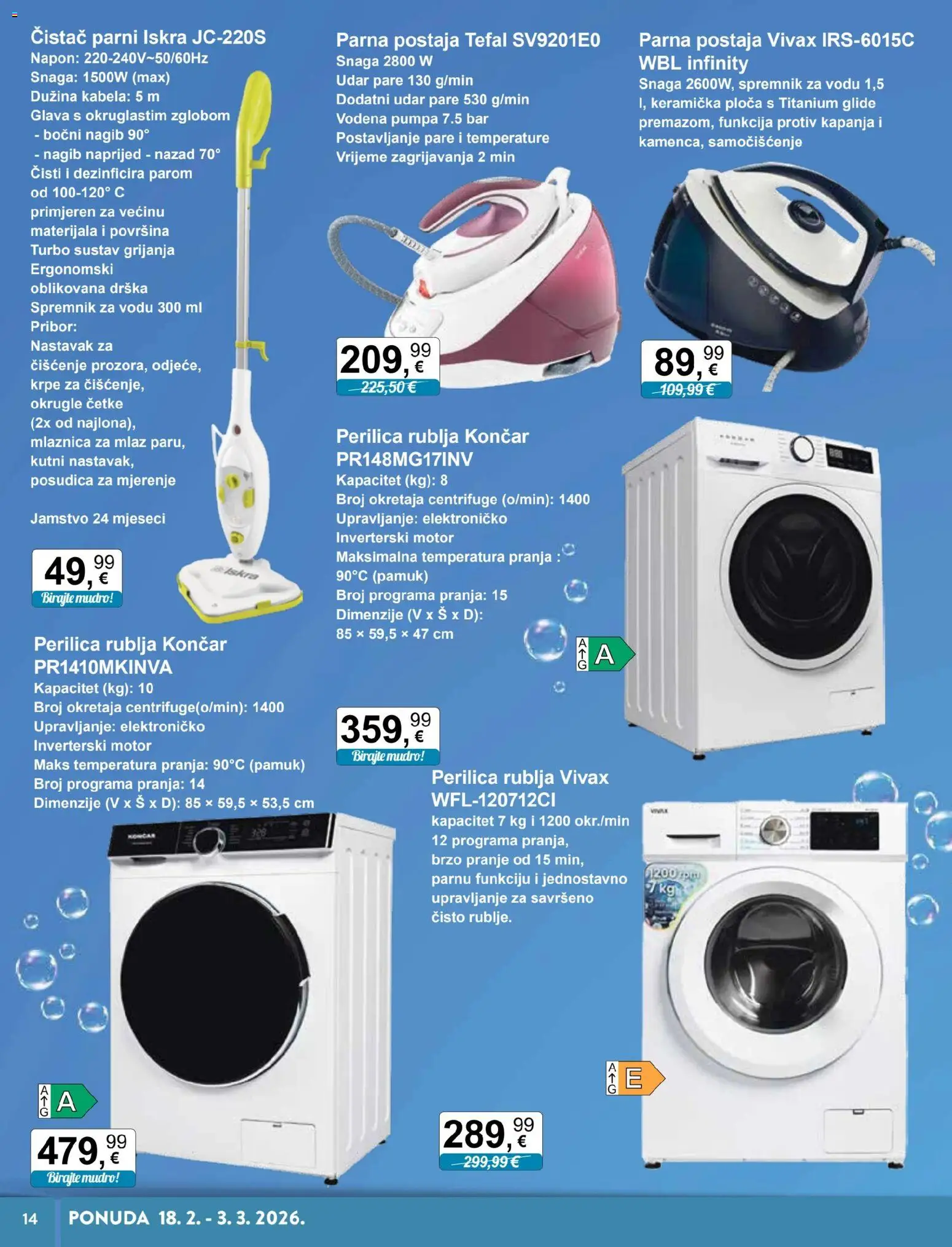 KTC katalog | vrijedi od 18.02.2026 | Stranica: 14 | Proizvodi: Parna postaja, Perilica rublja