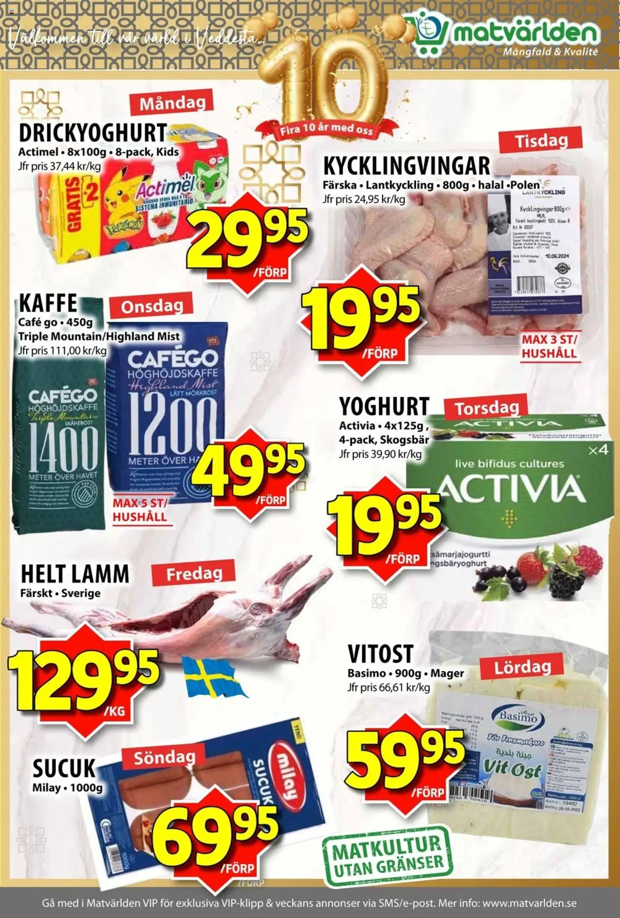 Matvärlden reklamblad aktuell från 20.10.2025 | Sida: 4 | Produkter: Ost, Yoghurt, Kaffe