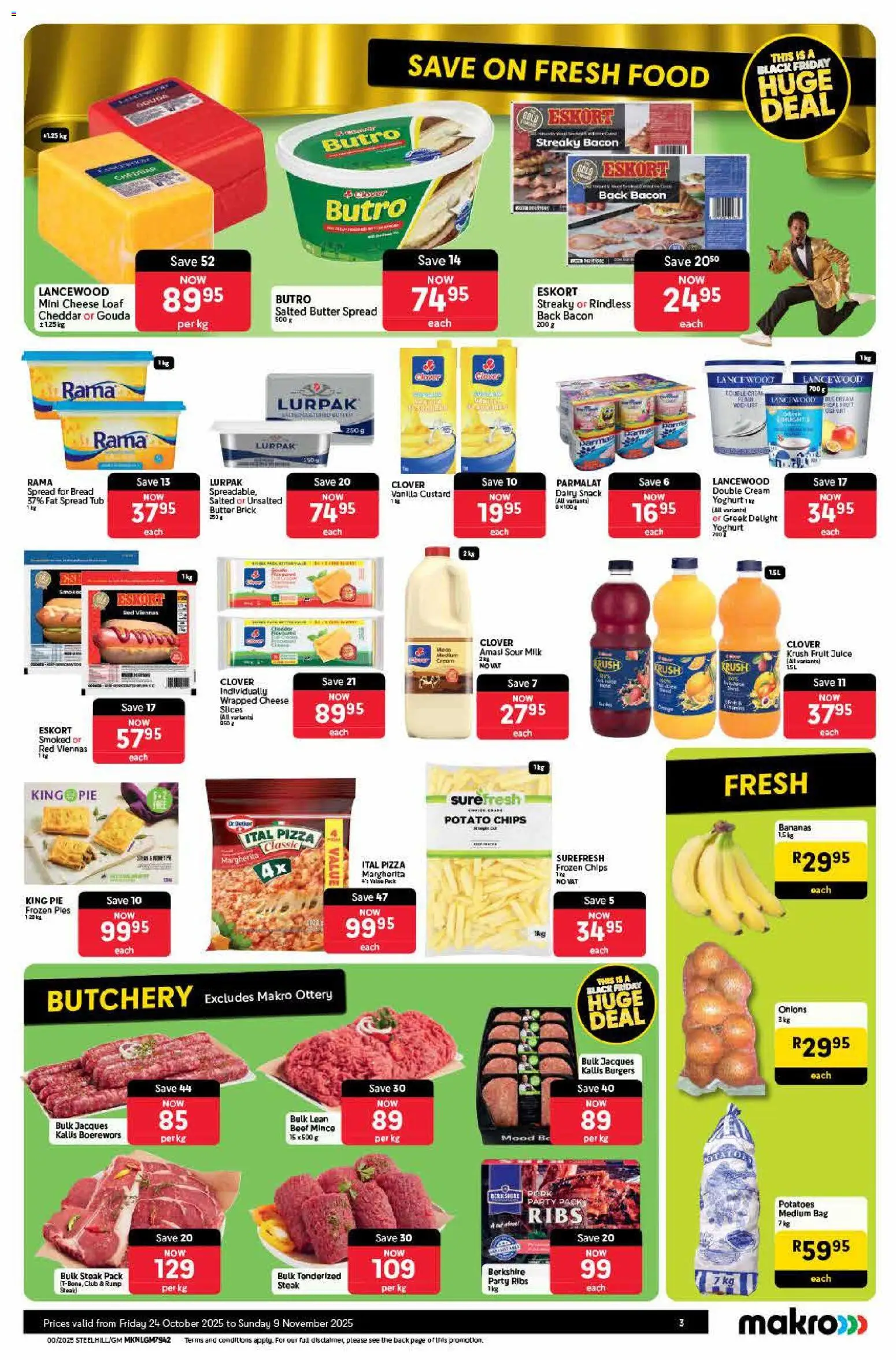 New Makro catalogue – valid from 24.10.2025 | Page: 3 | Products: Yoghurt, Pizza, Onions, Bacon