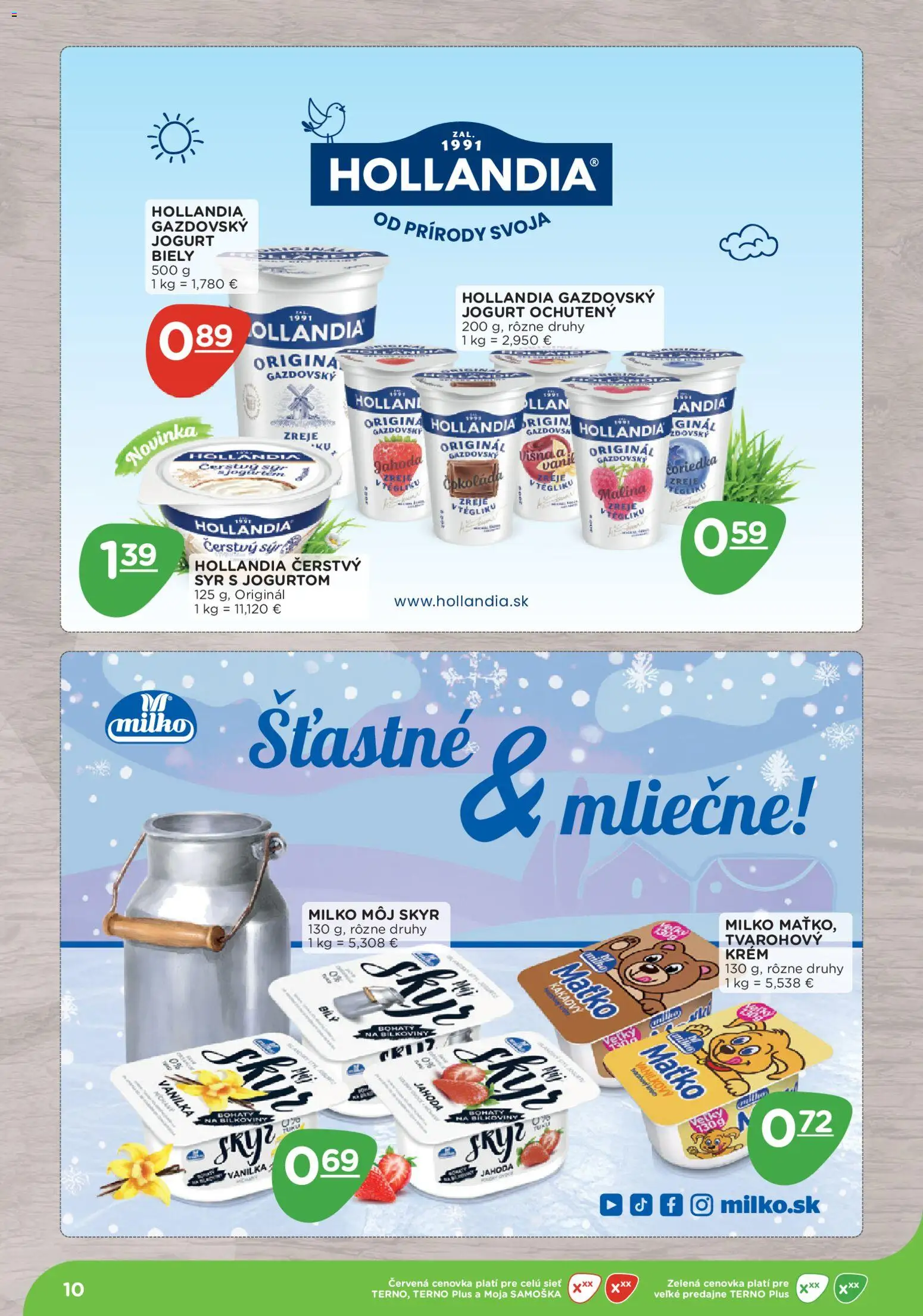 Nové Terno akcie – leták je platný od 10.11.2025 | Strana: 10 | Produkty: Syr, Jogurt, Skyr, Krém