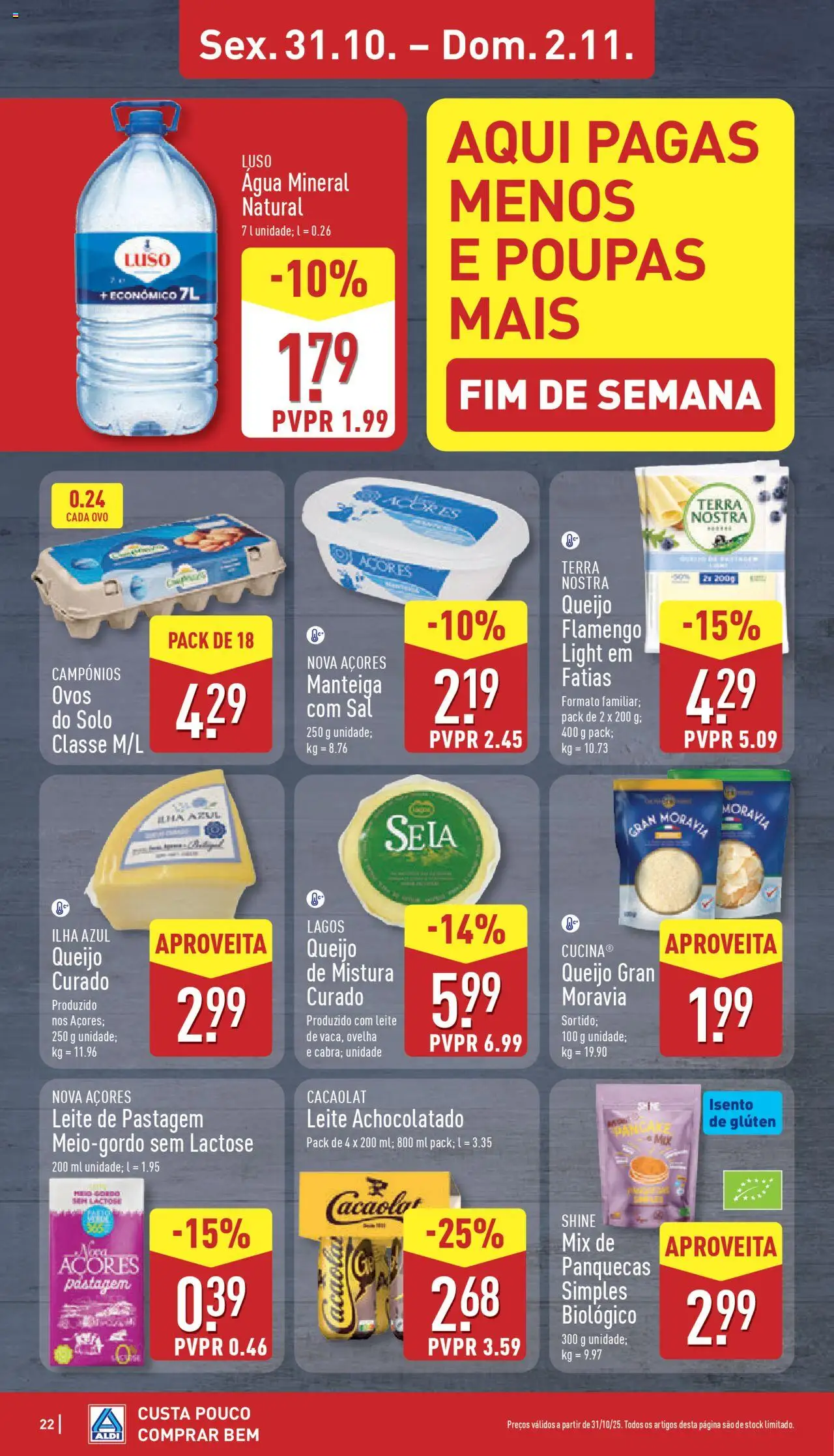 Aldi folheto │ válido de 27.10.2025 | Página: 22 | Produtos: Agua, Panquecas, Sal, Água mineral
