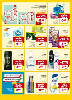 Billa leták platný od 18.02.2026 | Strana: 22 | Produkty: Zubná kefka, Sprchový gél, Nohavičky, Pampers