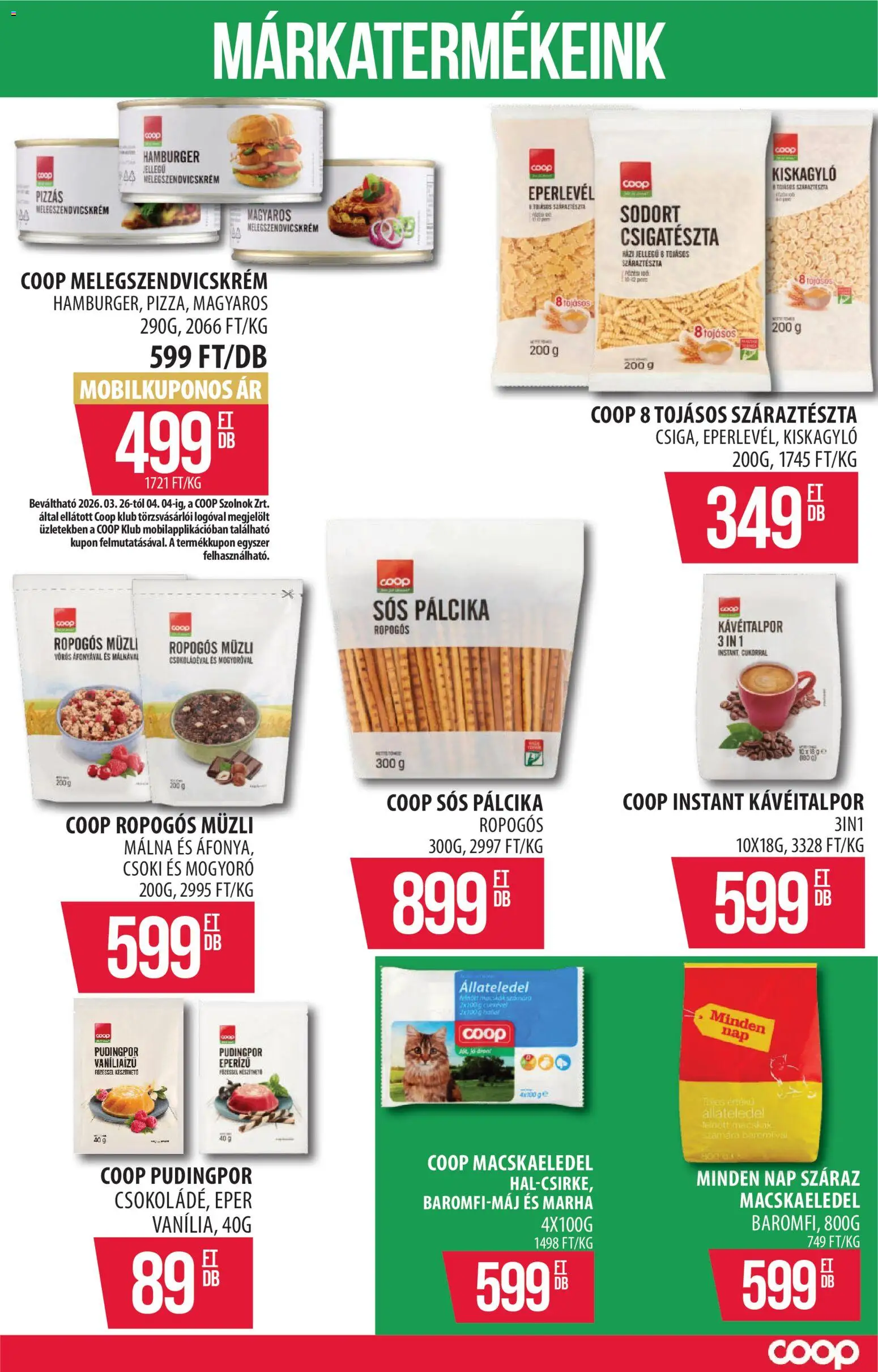 COOP Szolnok akciós ujság - amely érvényes a következő dátumtól: 30.03.2026 | Oldal: 7 | Termékek: Málna, Macskaeledel, Eper, Száraztészta