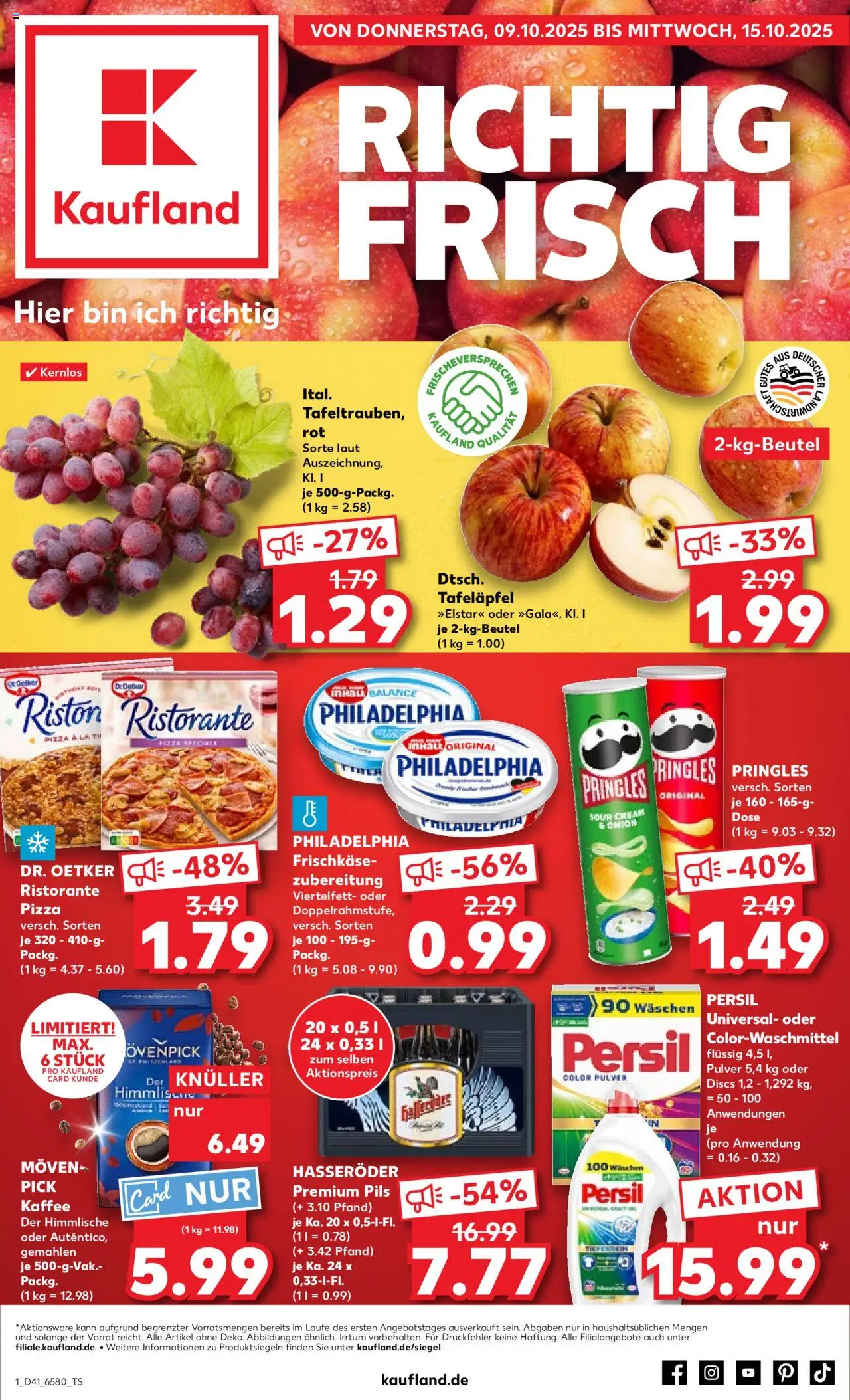Kaufland prospekt Kiel	 – gültig ab 09.10.2025 | Seite: 1 | Produkte: Ristorante, Pils, Pizza, Frischkase